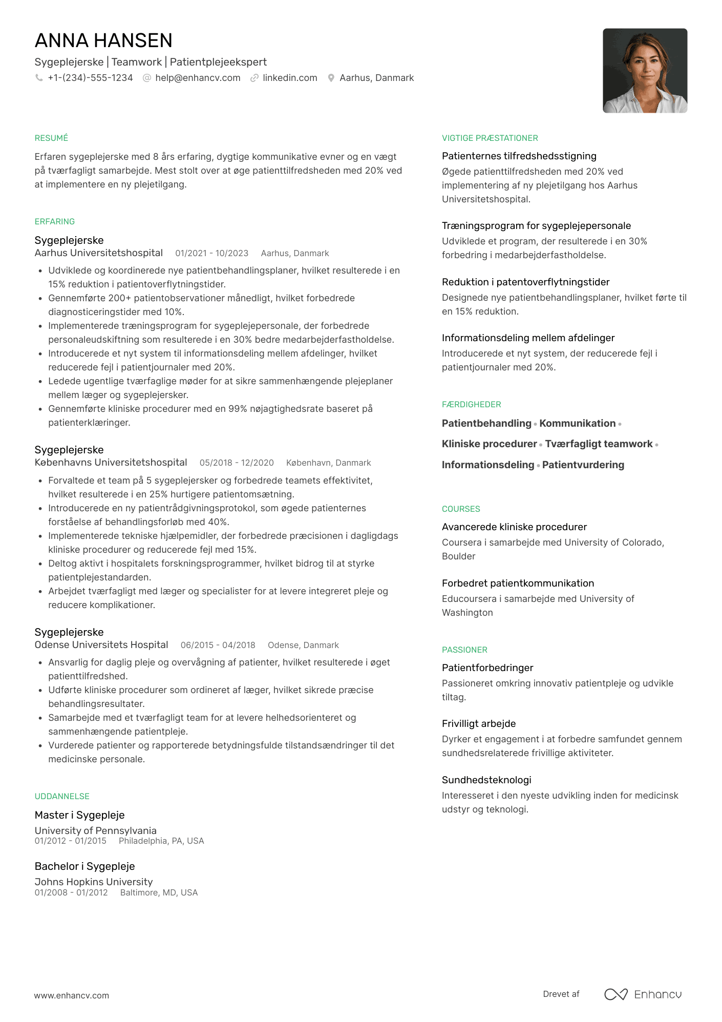 Lav et CV nemt og professionelt | få flere samtaler | Enhancv