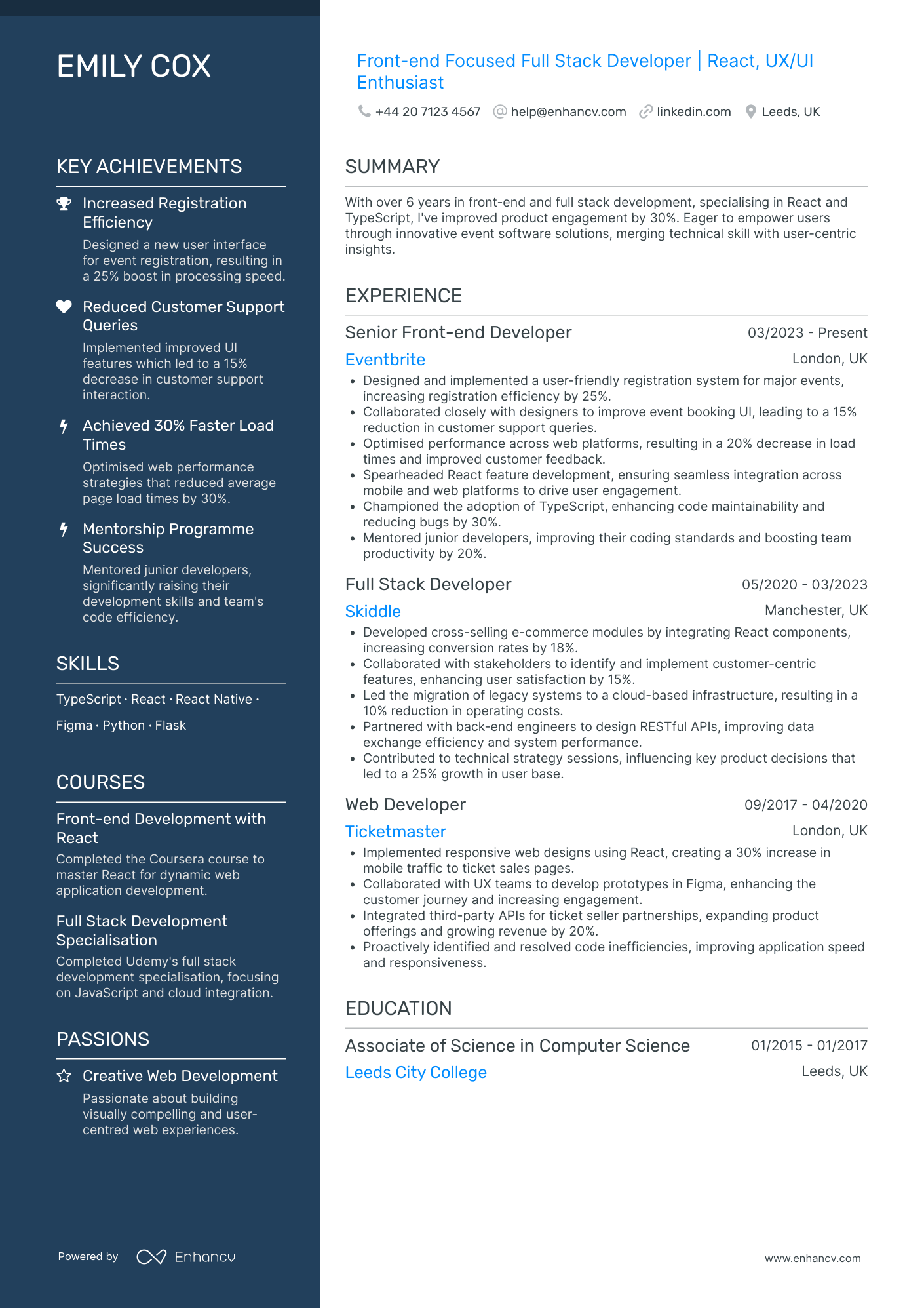 Web Developer CV Examples & Guide for 2026