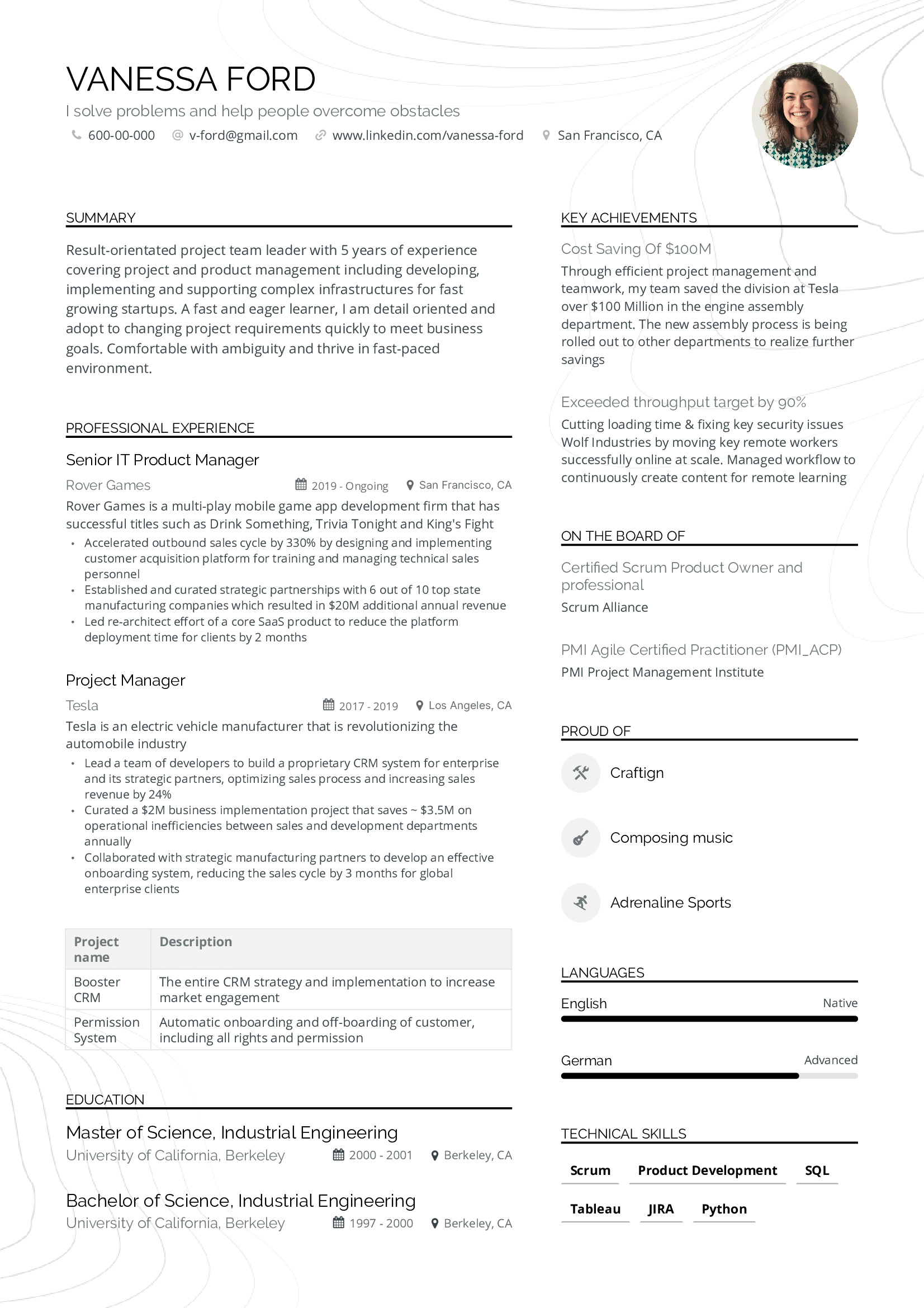 High Performer CV Template