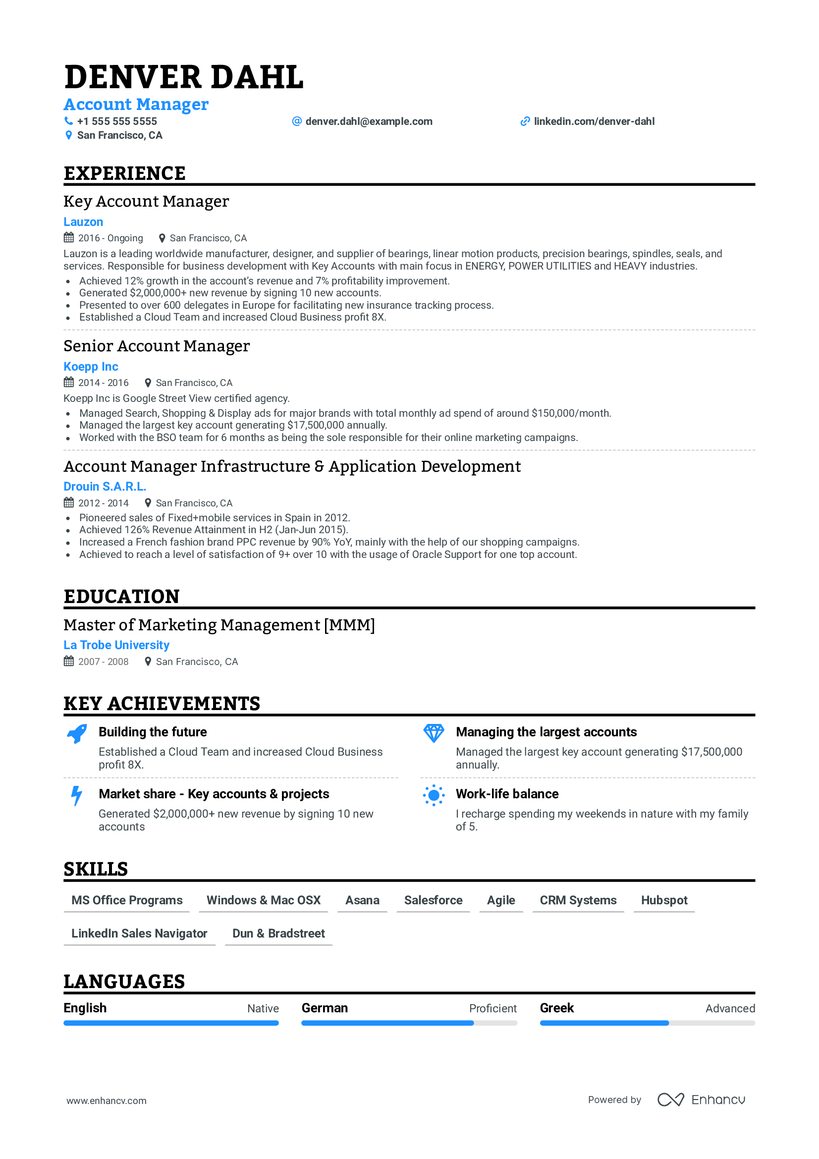 Single Column CV Template