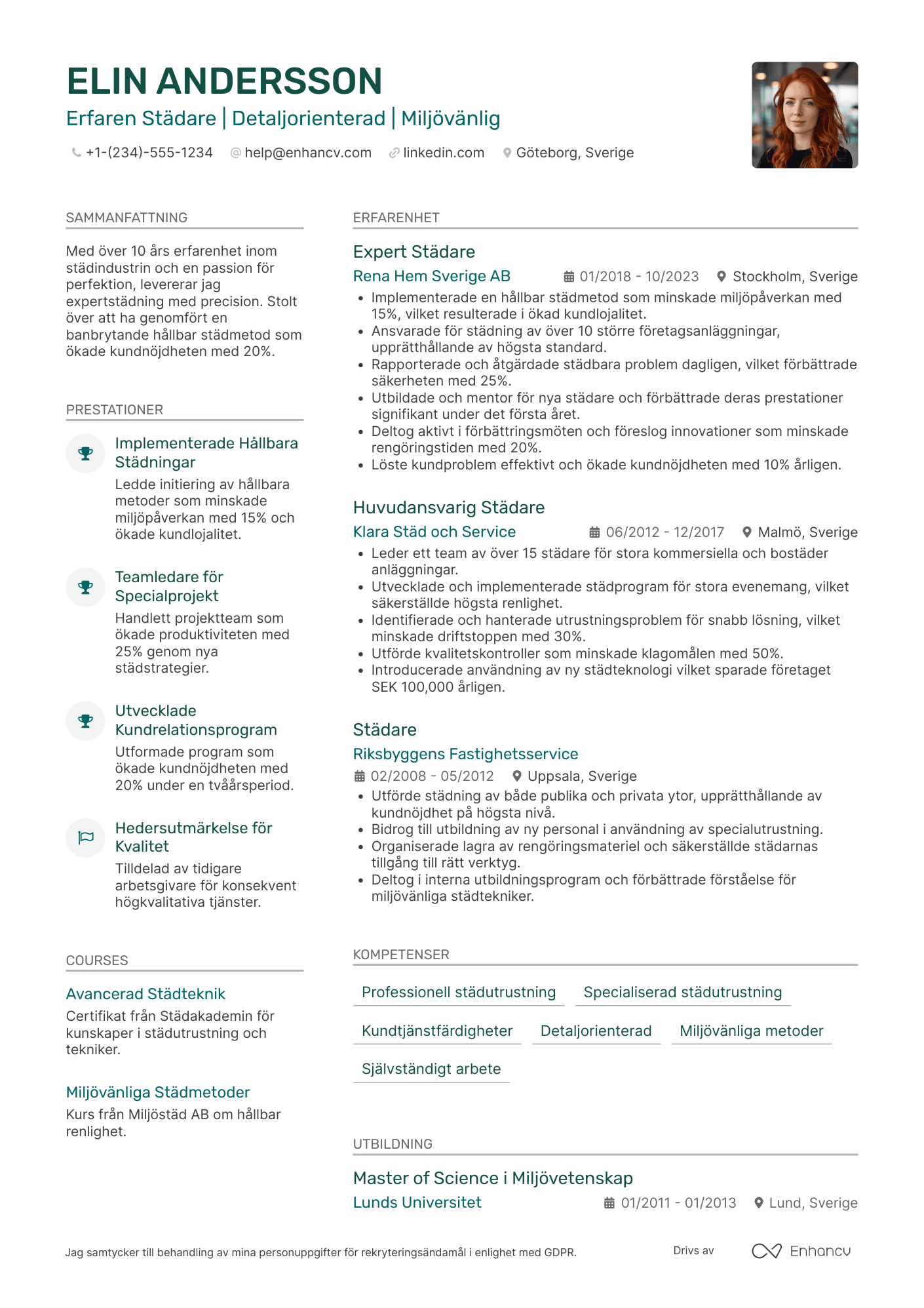 CV för Expert Städare