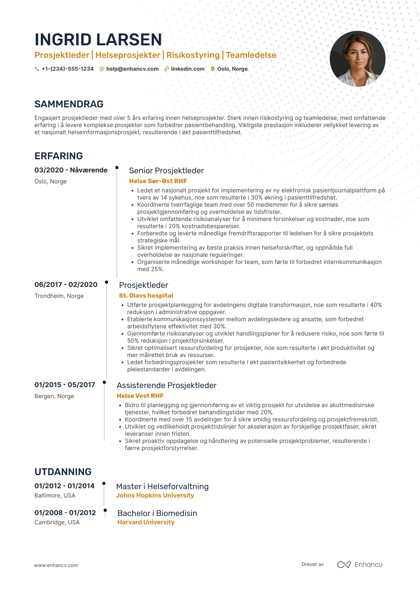 CV for Prosjektleder innen helse