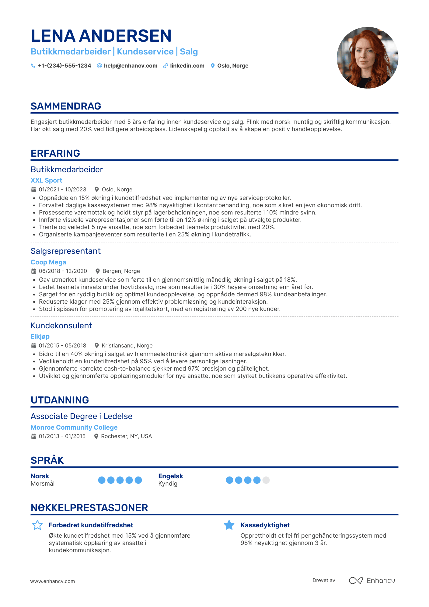 CV for Butikkmedarbeider deltid
