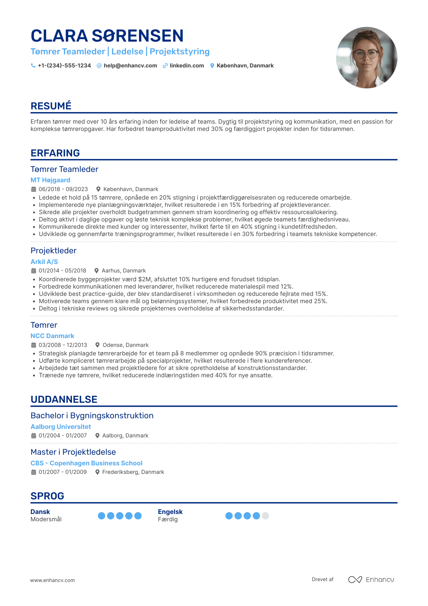 CV til Tømrer Teamleder