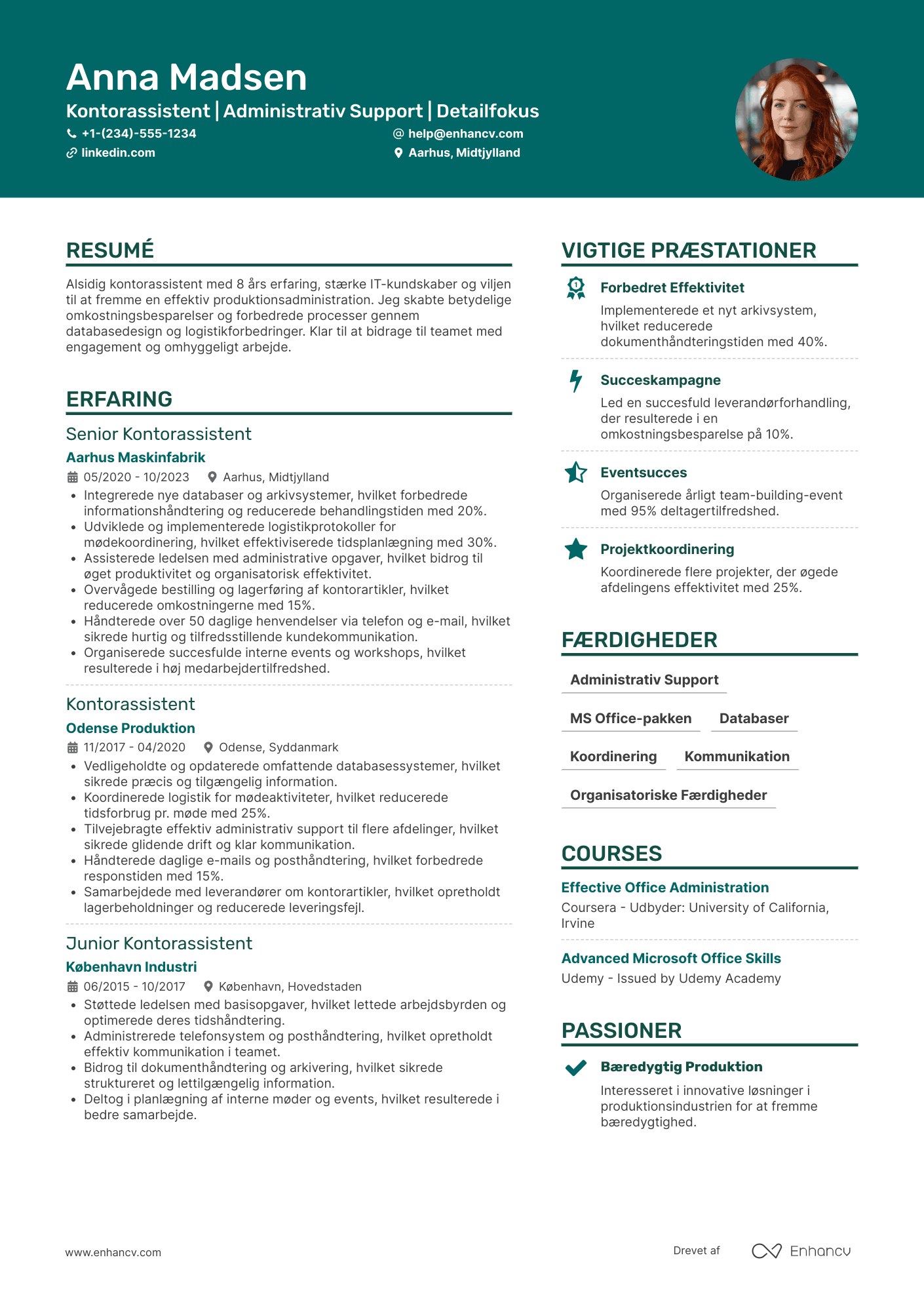CV til Kontorassistent i produktionsindustrien