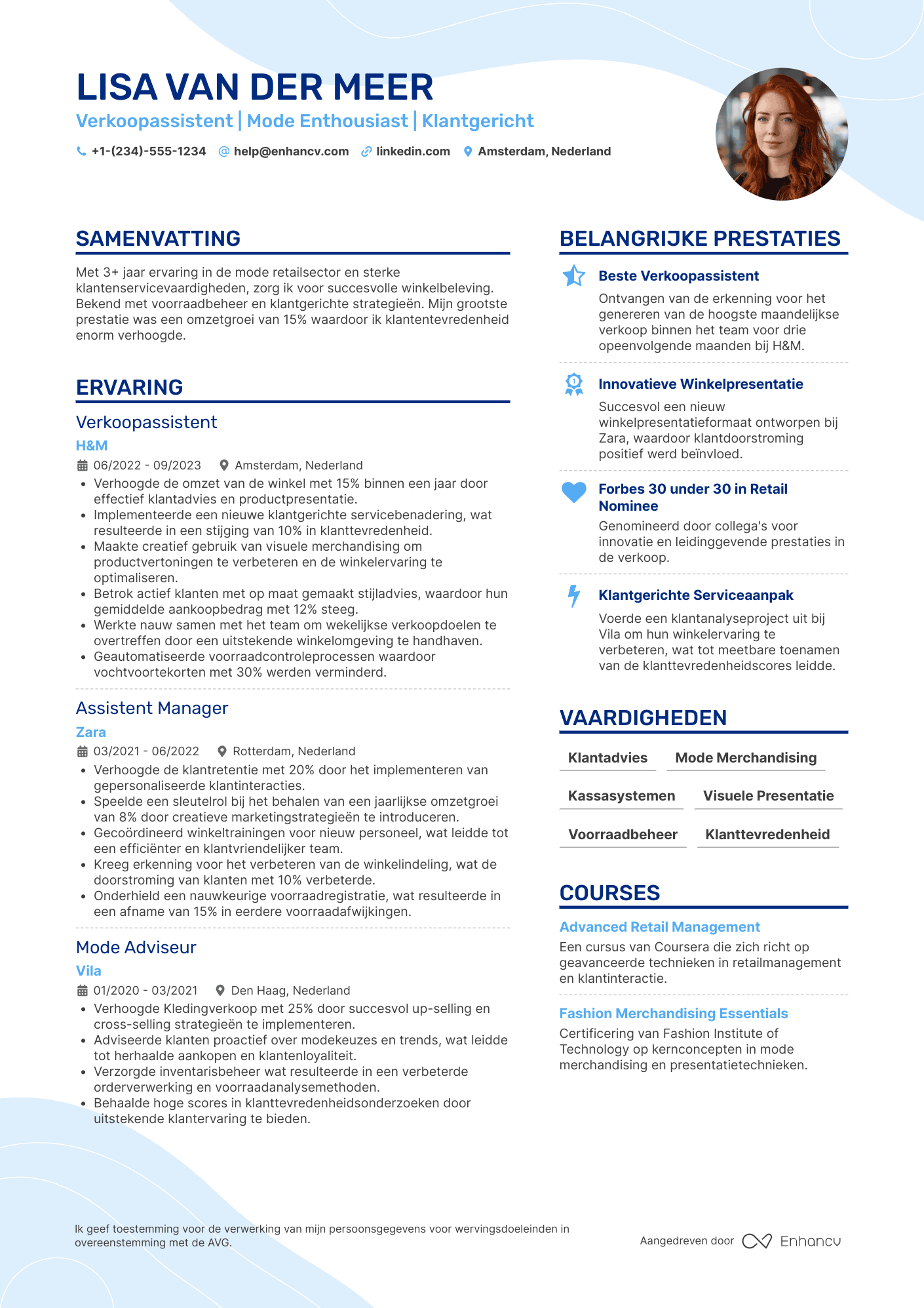 CV voor Kledingzaak Verkoopassistent