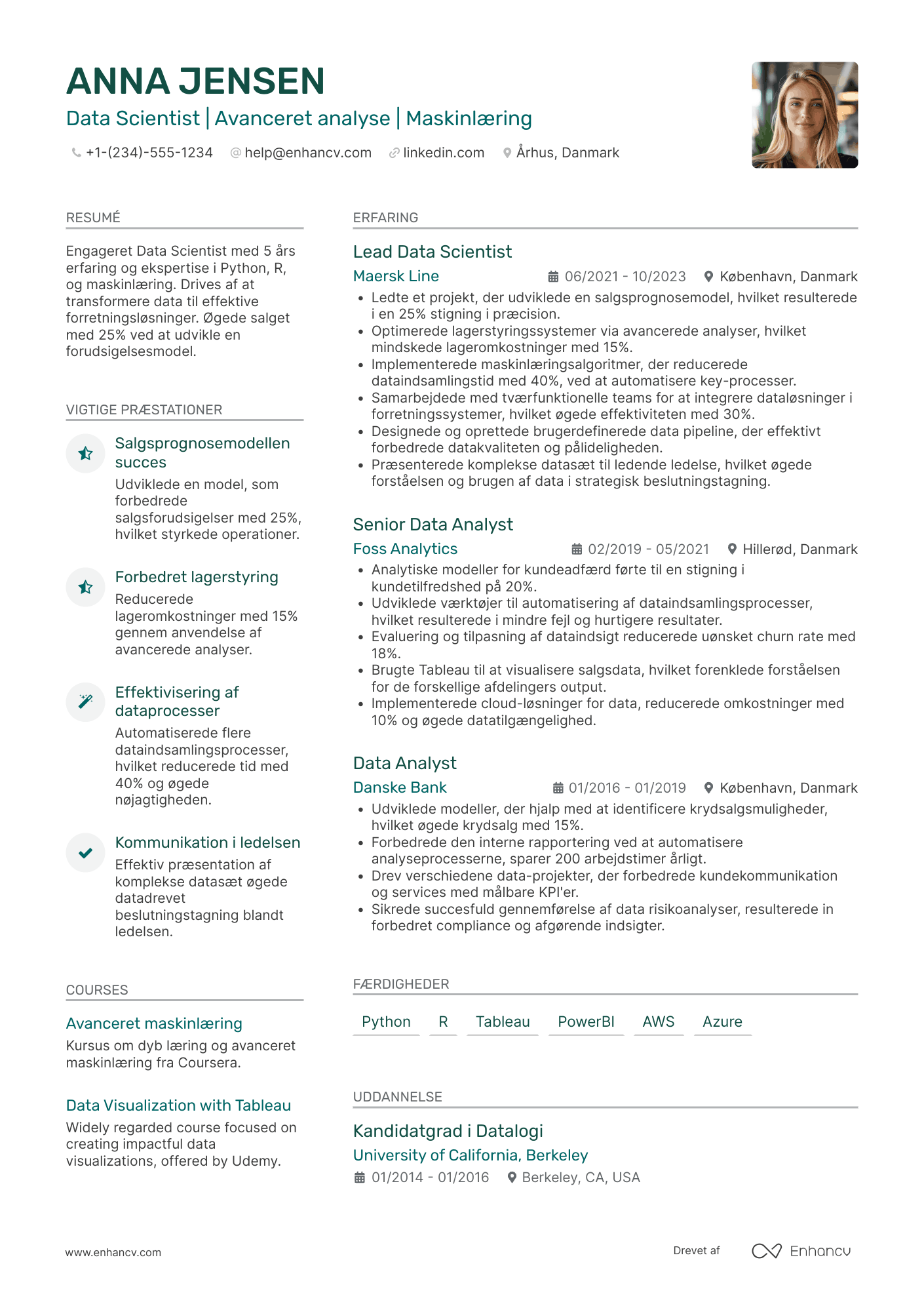 CV til Data Scientist inden for detailhandel