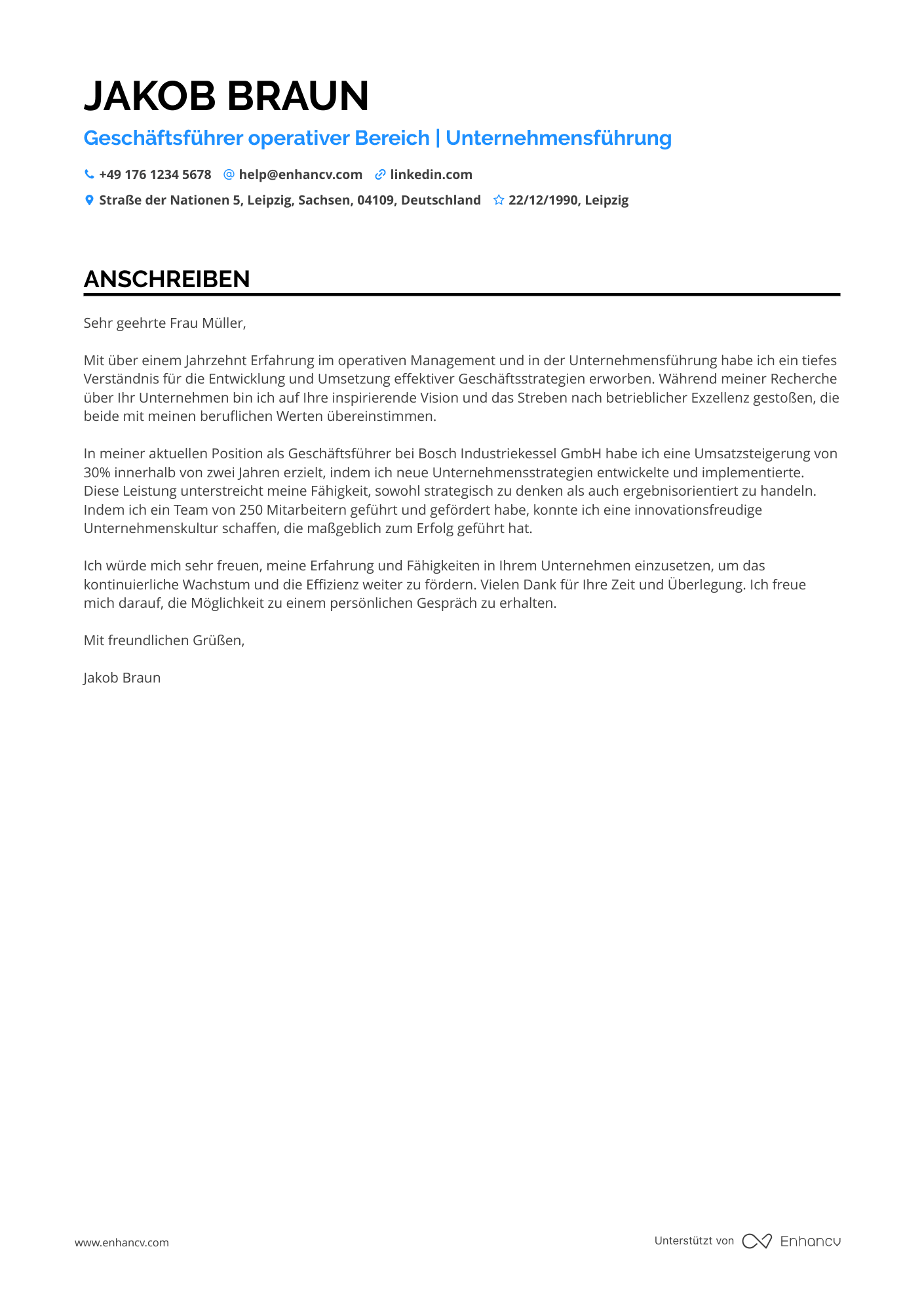 Geschäftsführer für Betriebsmanagement