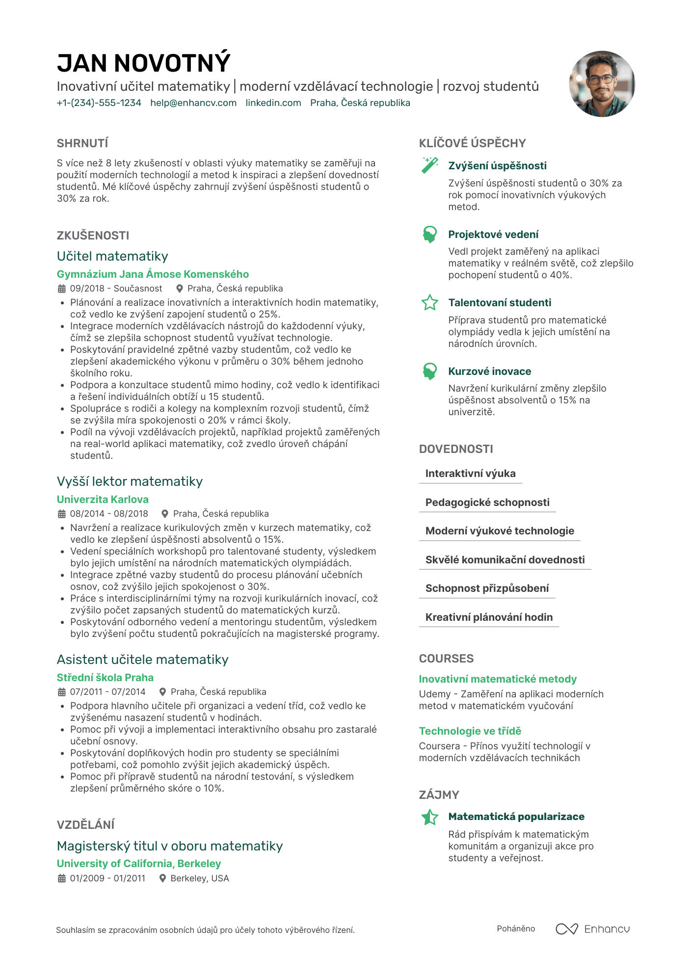 Životopis pro Inovativní učitel matematiky