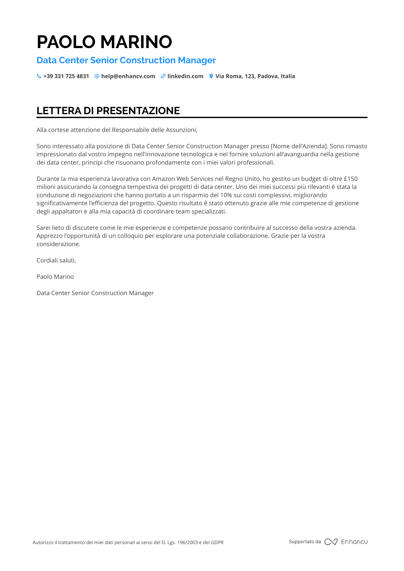 Manager di Progetto Amazon