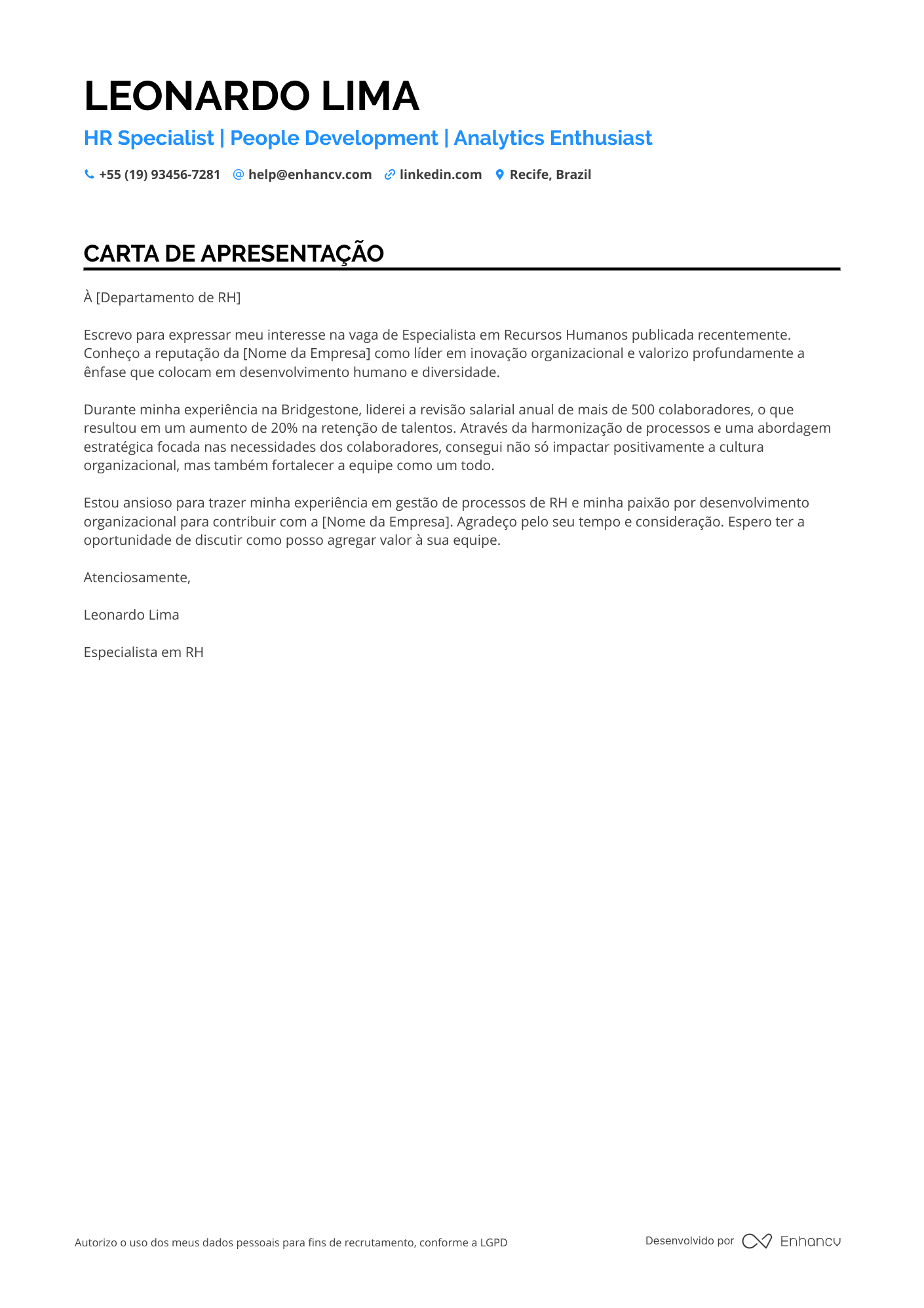 Analista de RH em Marketing