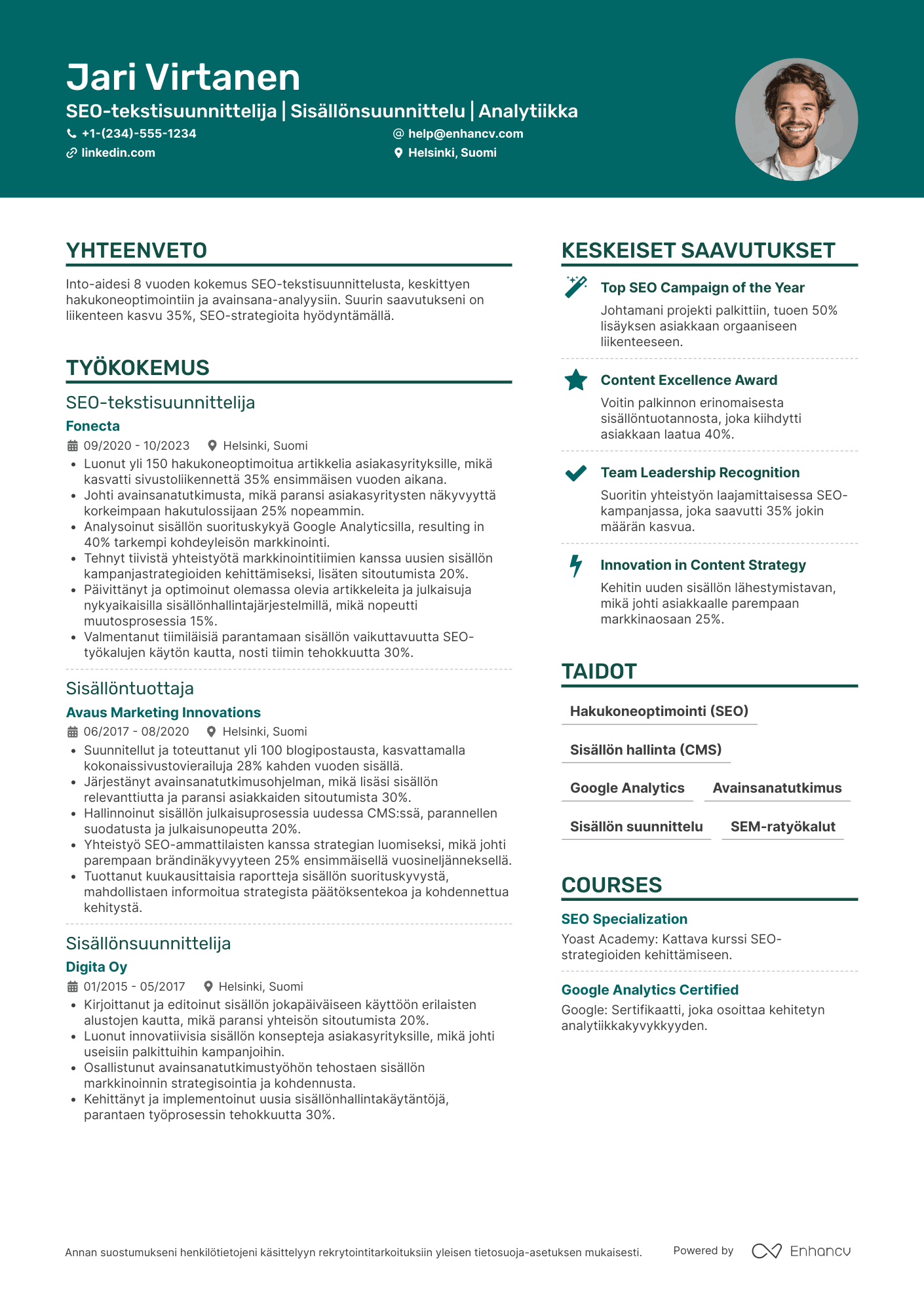 Ansioluettelo SEO Copywriter