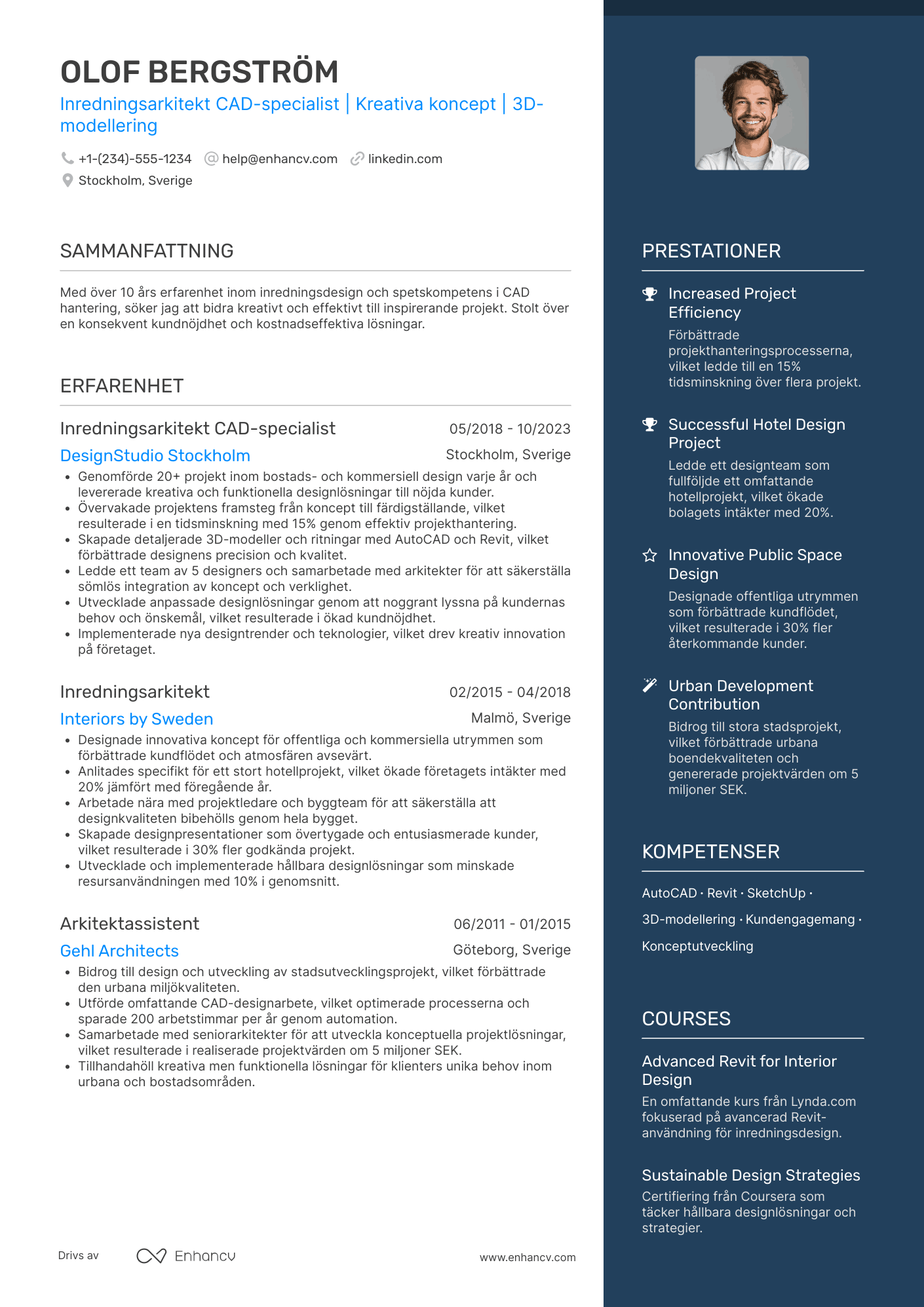 CV för Inredningsarkitekt CAD specialist