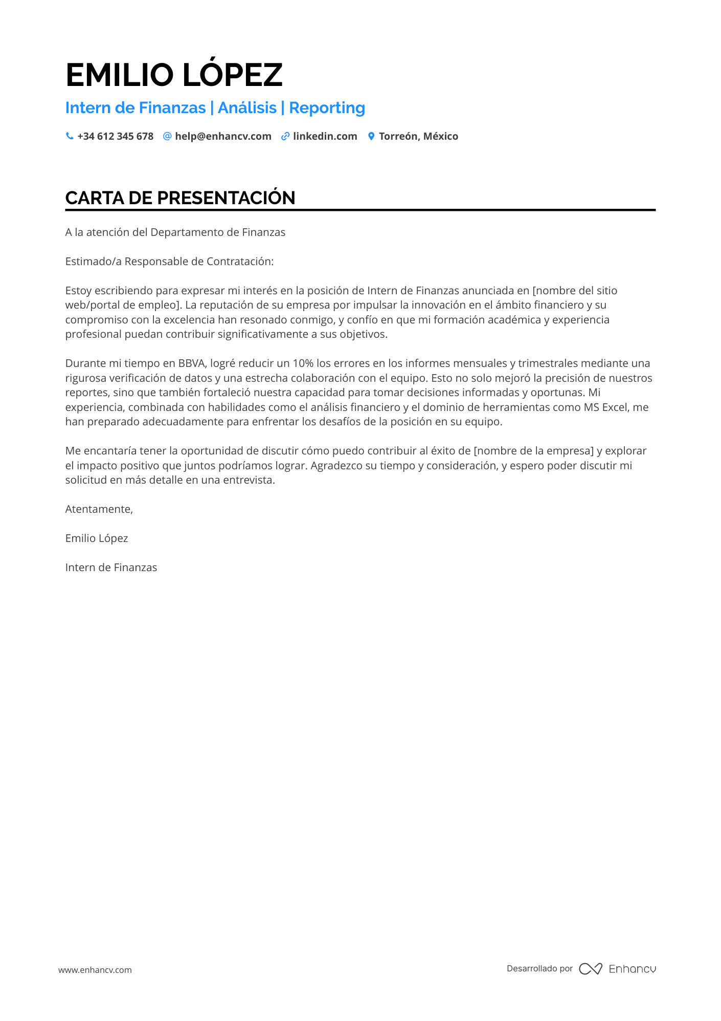 Estudiante de Prácticas en Finanzas