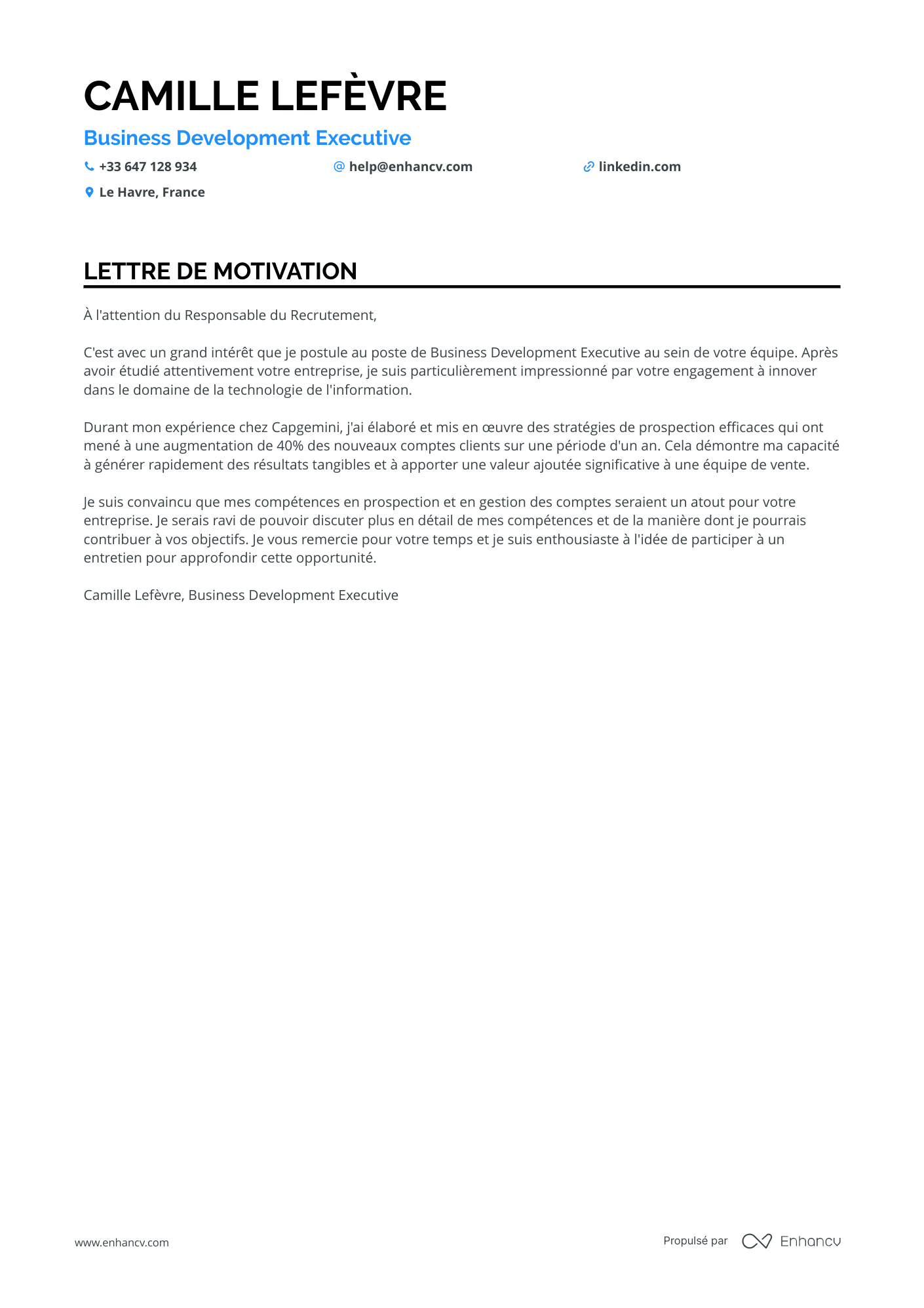 Cadre Exécutif en Développement Commercial