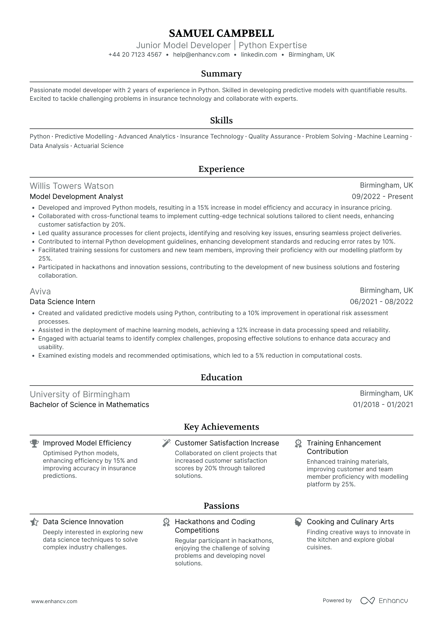 Junior Game Developer CV Examples