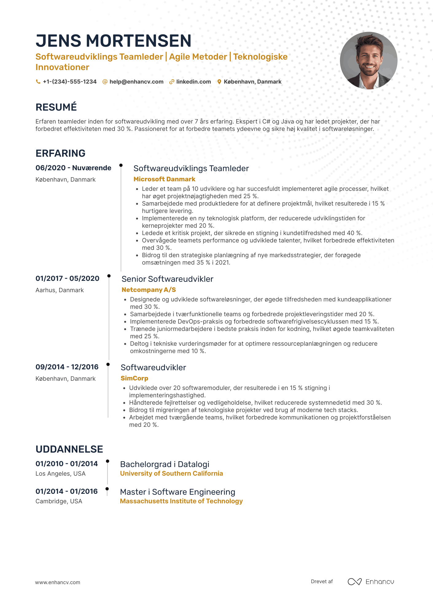 CV til Teamleder for softwareudvikling
