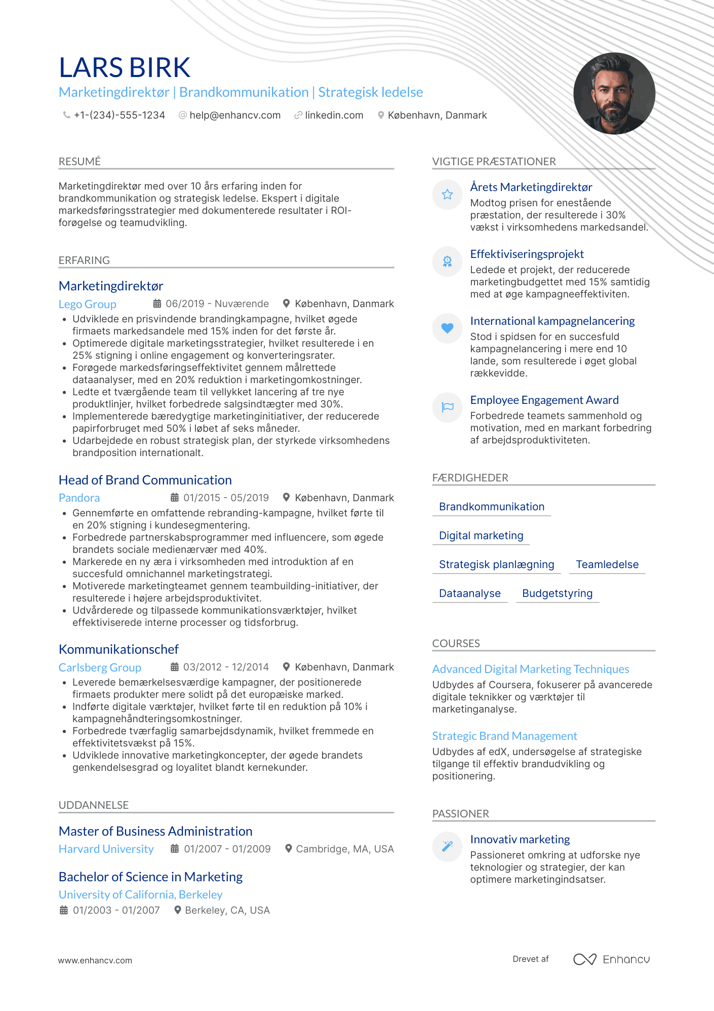 CV til Marketingdirektør for brandkommunikation