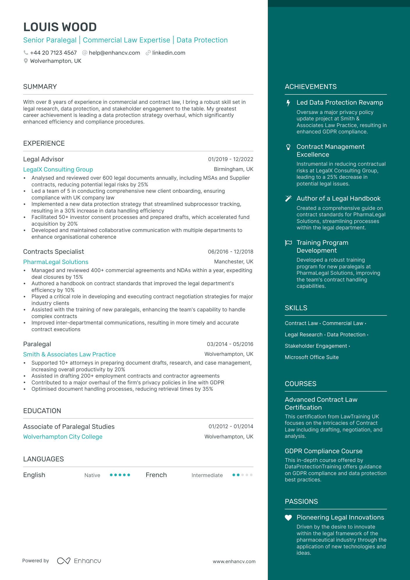 One Page CV Examples