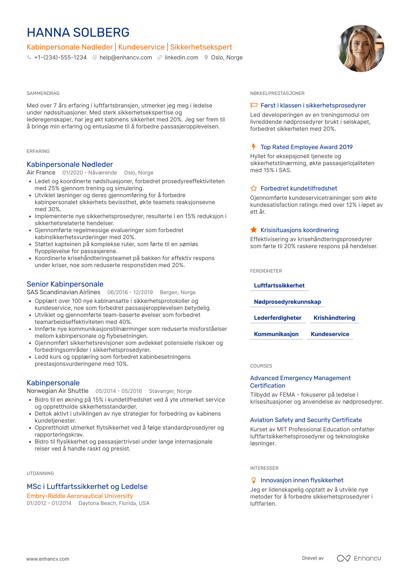 CV for Kabinpersonale nødleder