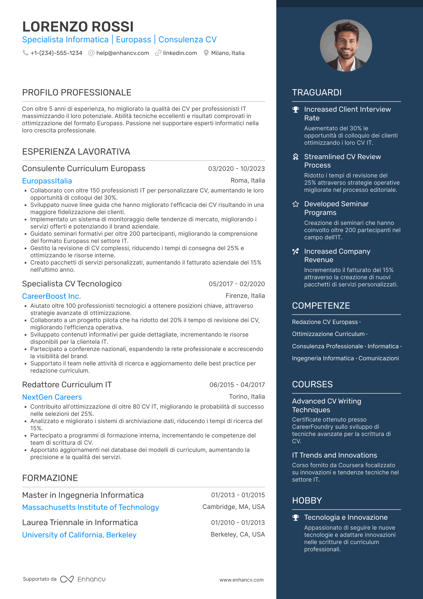 Esempio curriculum europass informatico