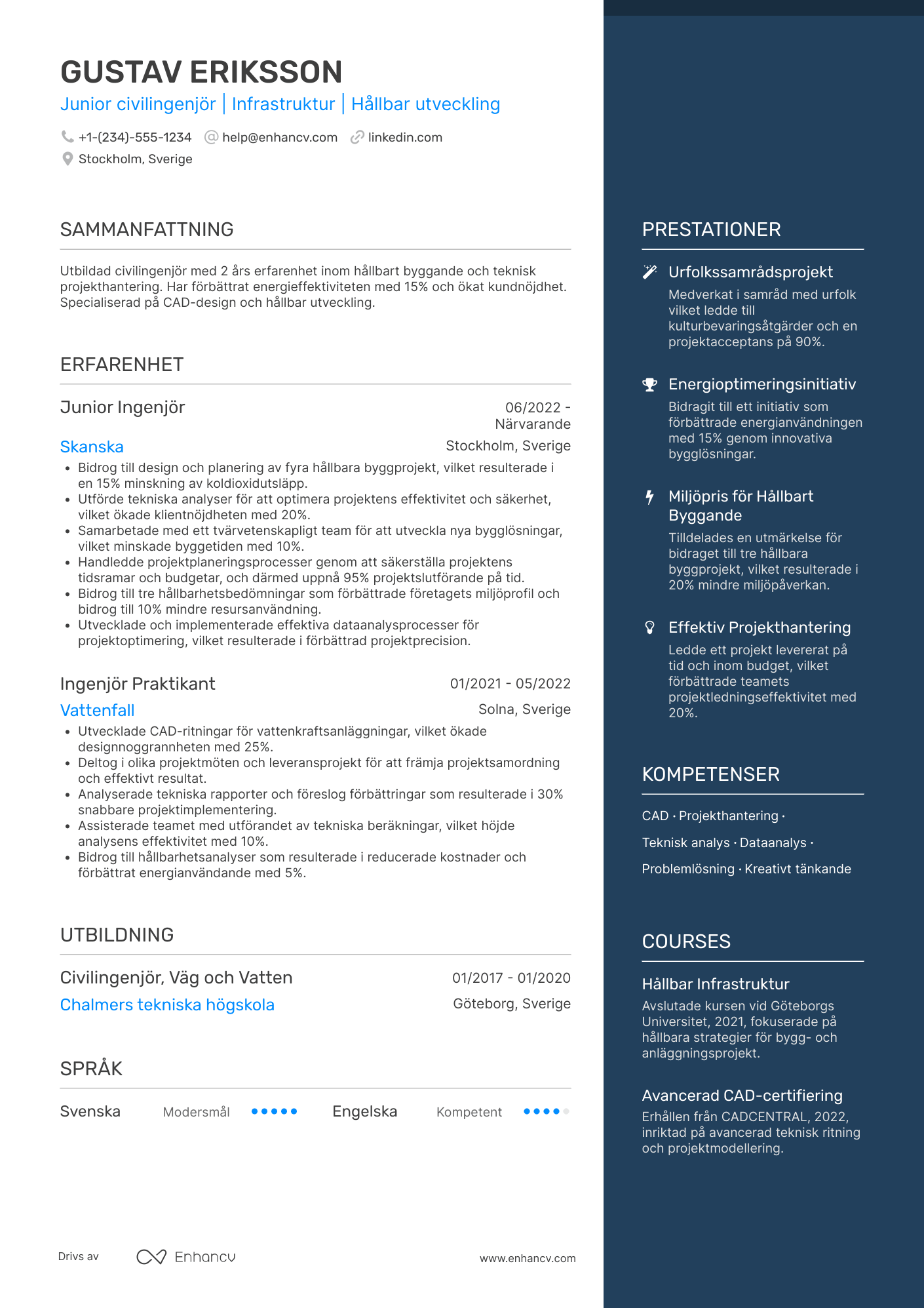 CV för Junior civilingenjör