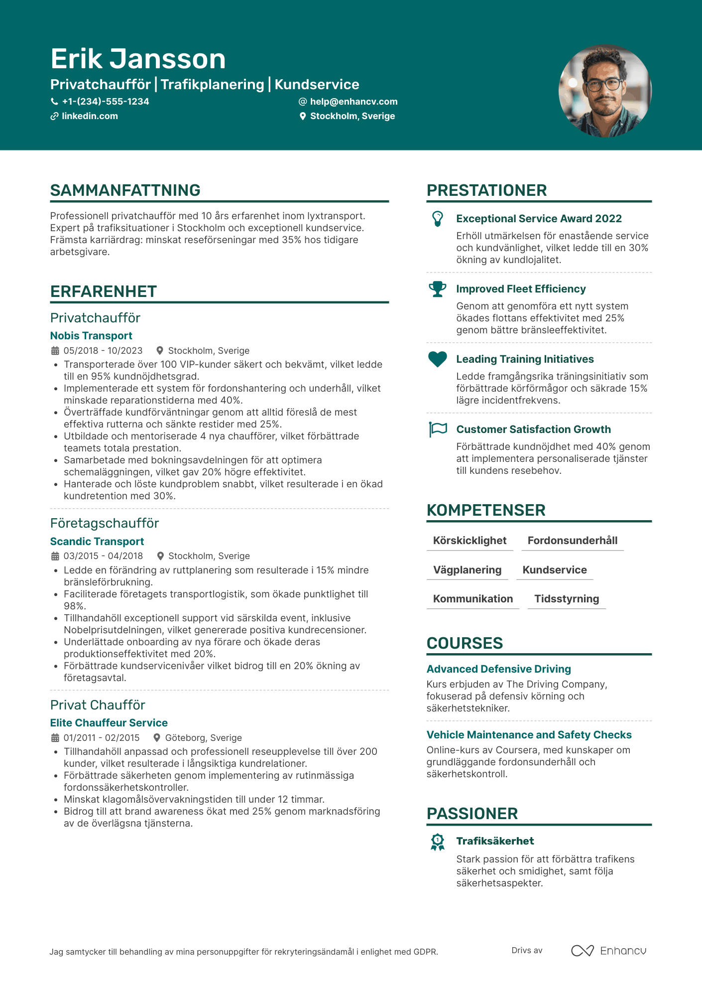CV för Private Chaufför