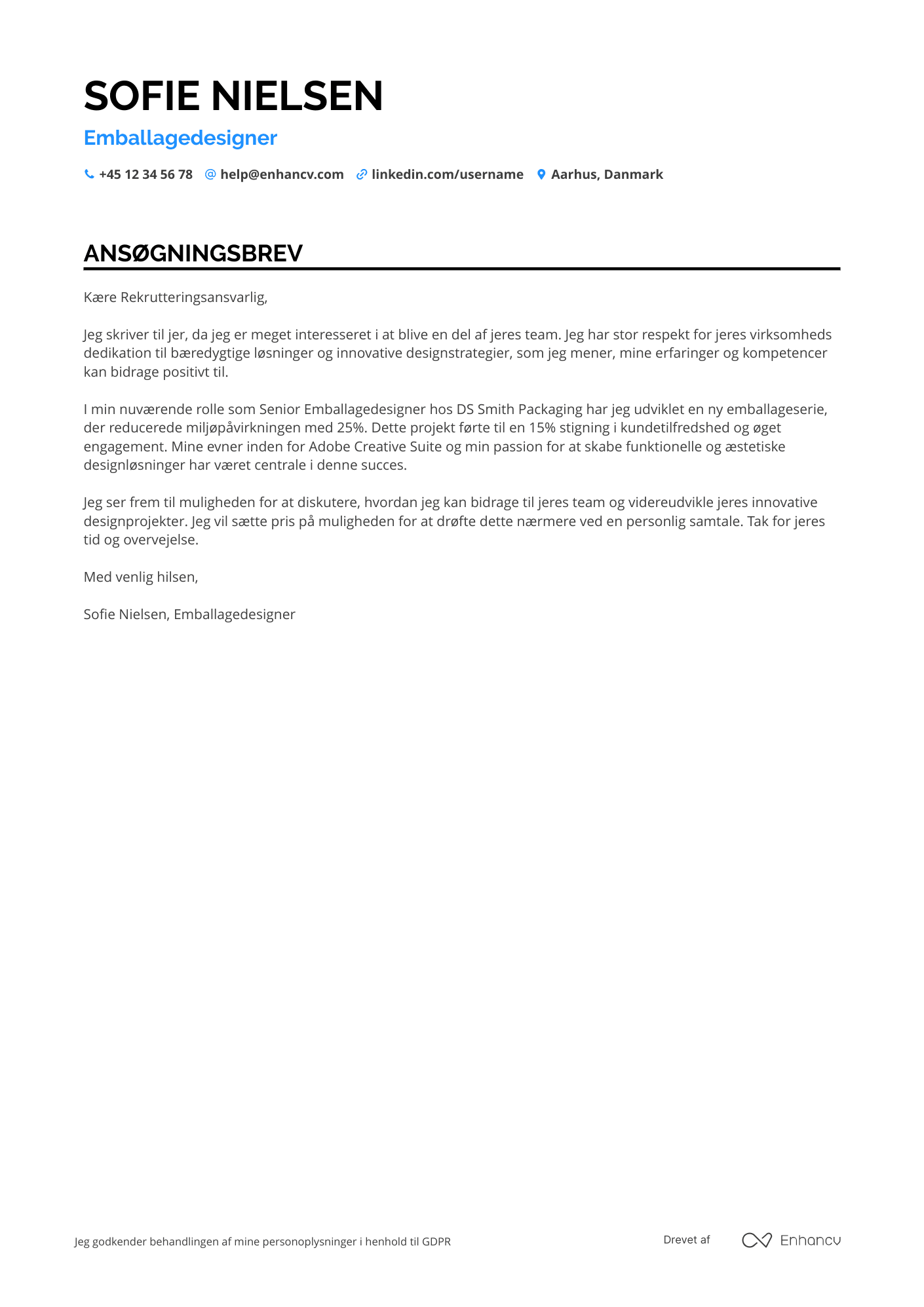 Ansøgningsbrev til Emballagedesigner