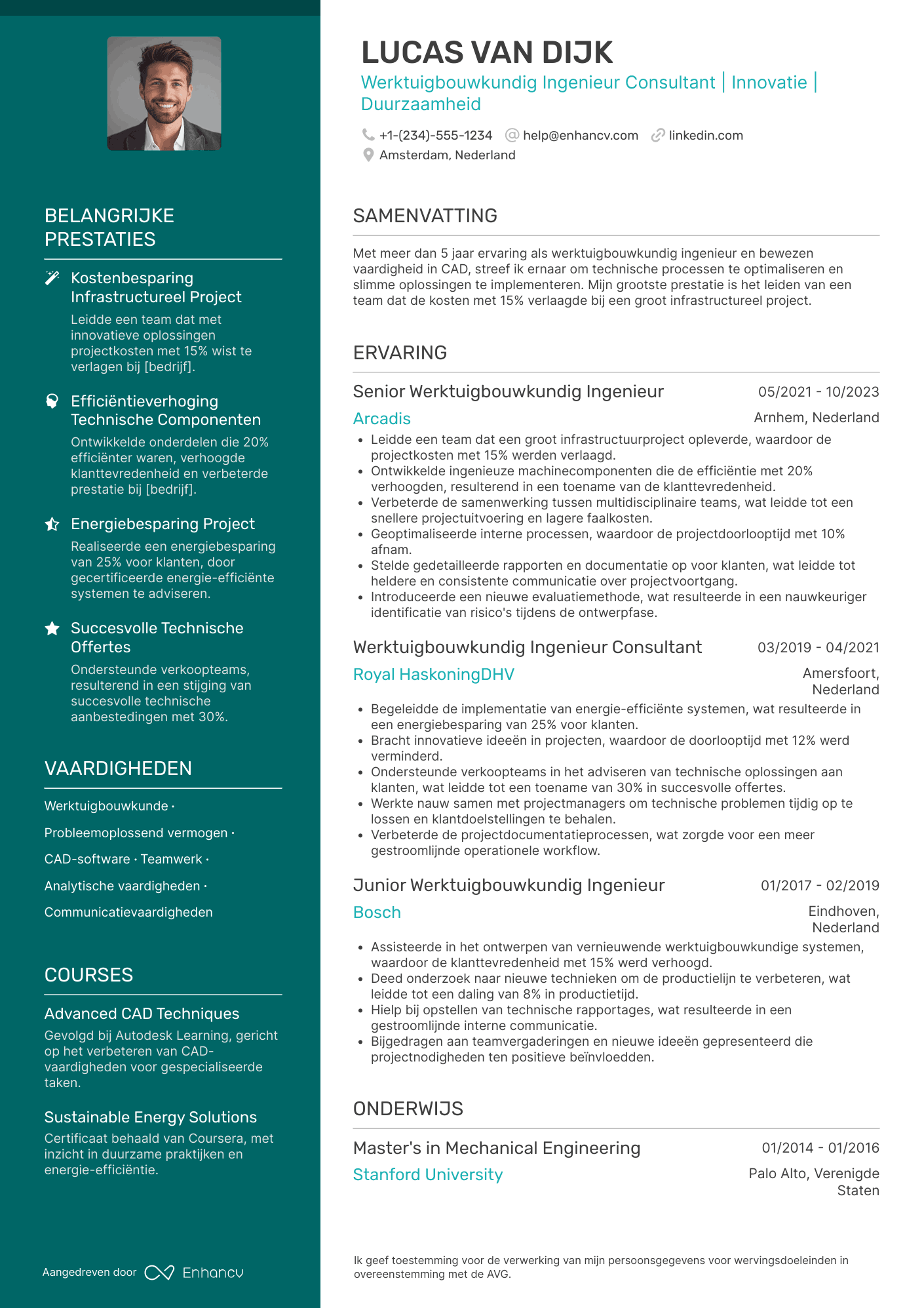 CV voor Werktuigbouwkundig Ingenieur Consultant