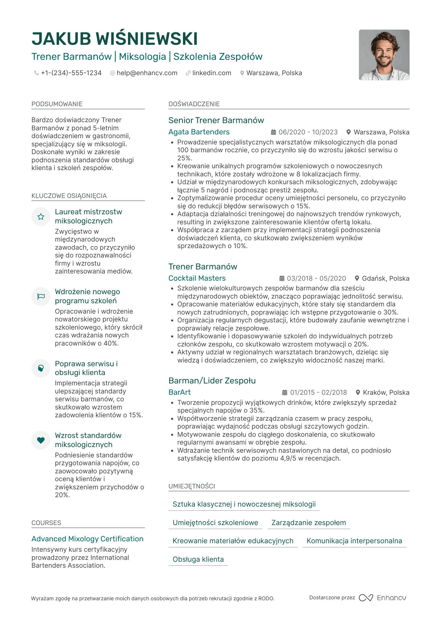 CV dla Trener Barmanów