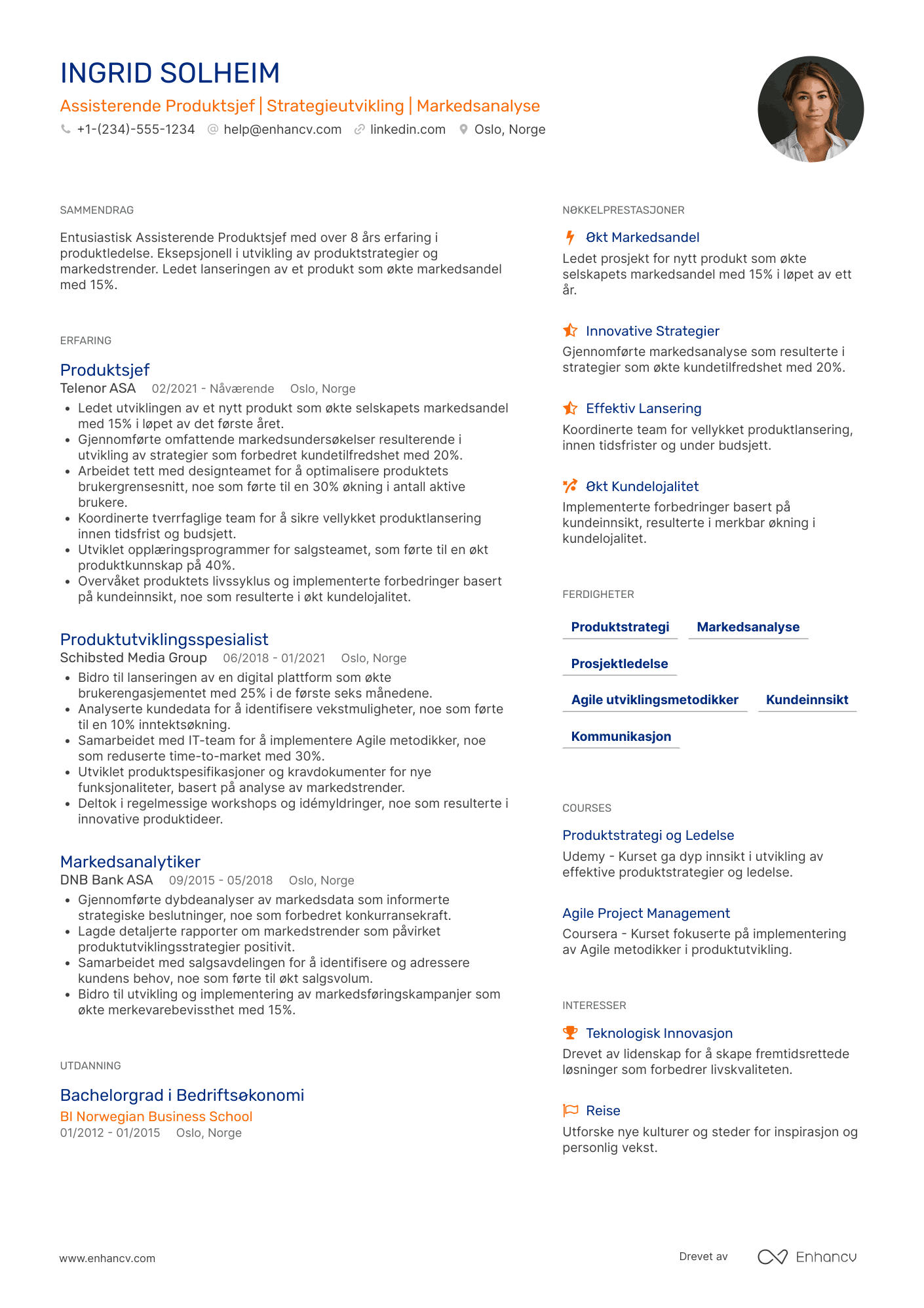 CV for Assisterende Produktsjef