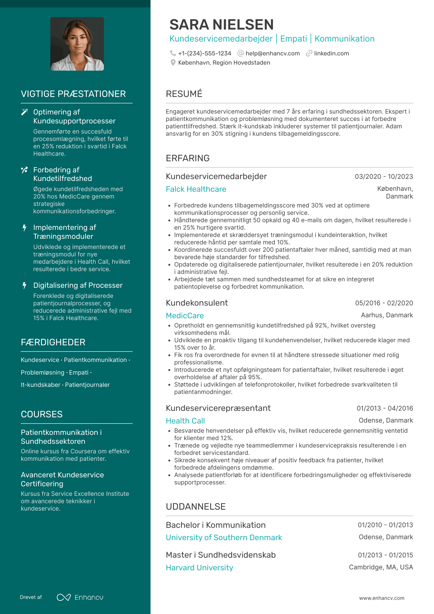 CV til Kundeservicemedarbejder i sundhedssektoren
