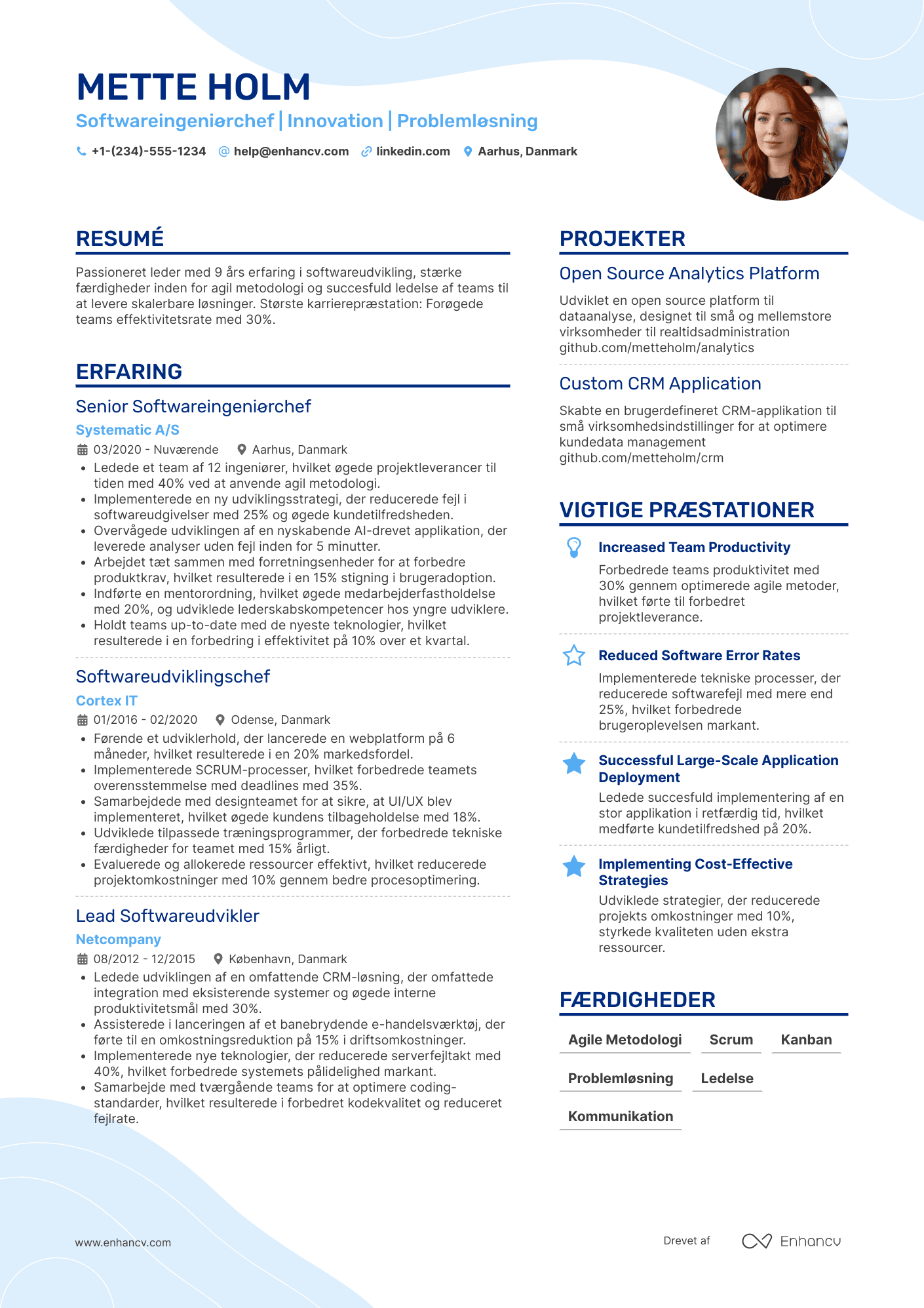 CV til Softwareingeniørchef