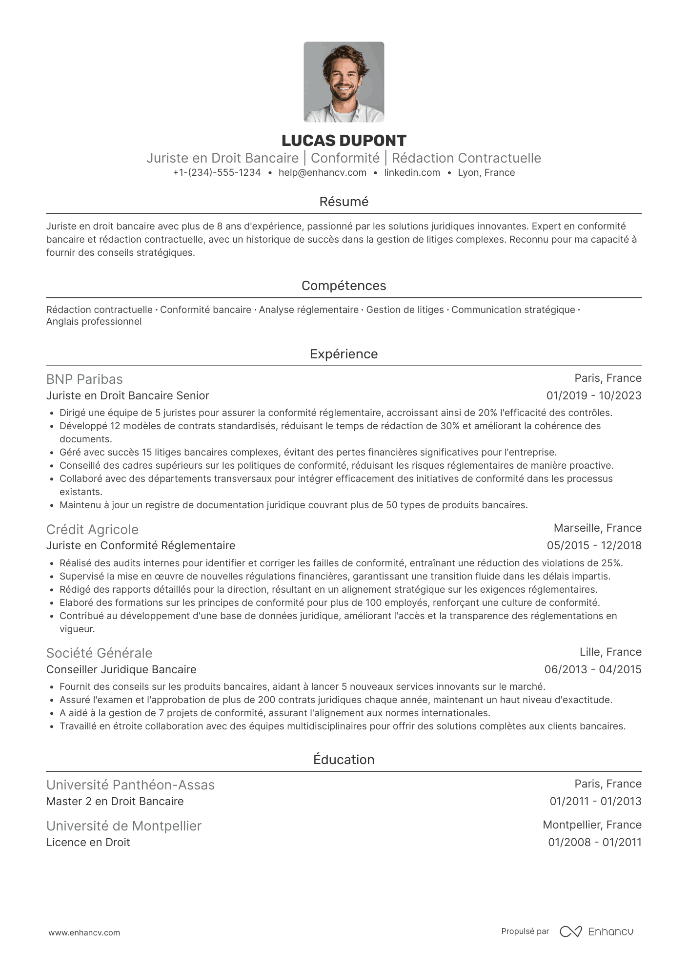 CV de juriste en droit bancaire