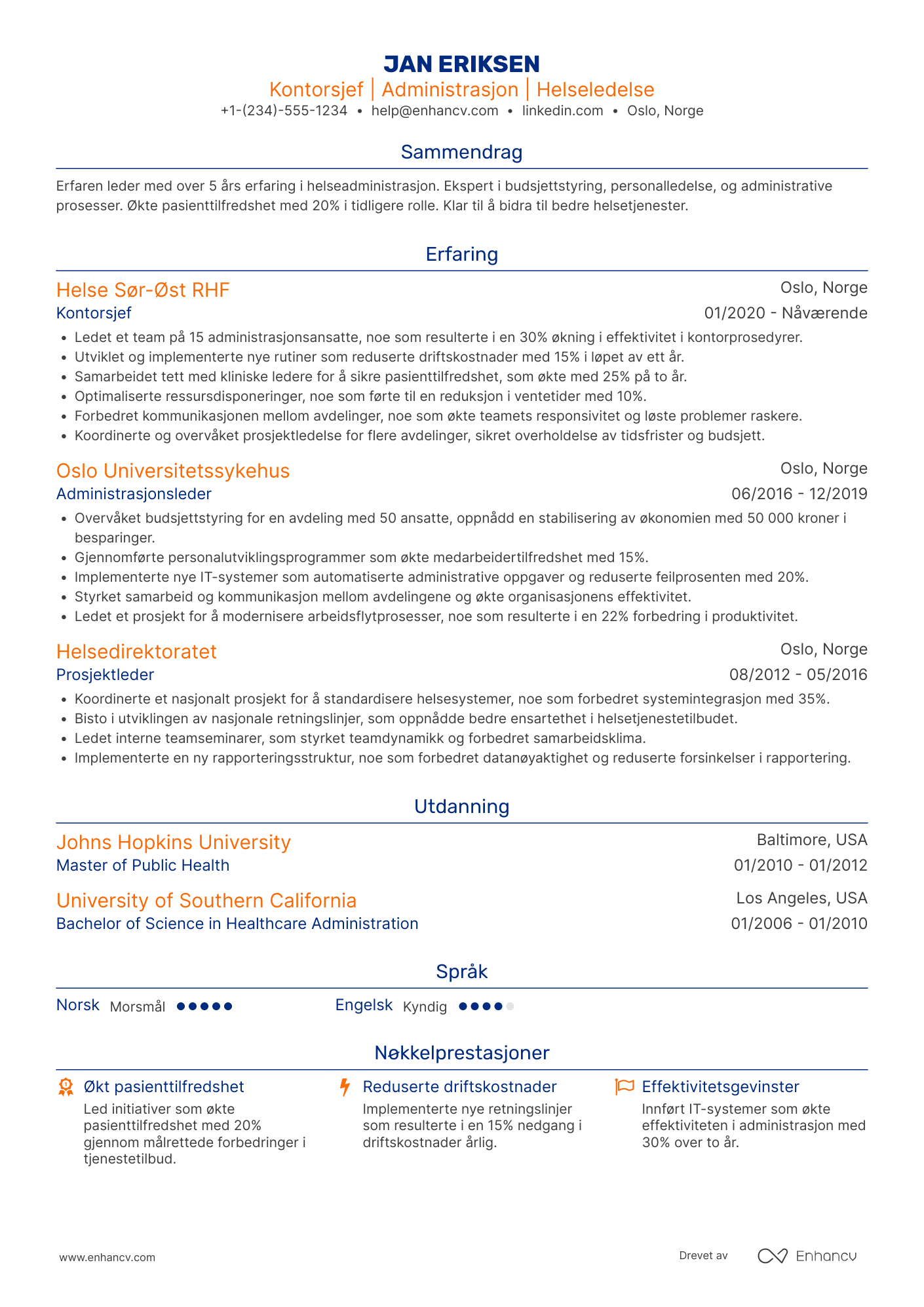 CV for Kontorsjef helsevesen