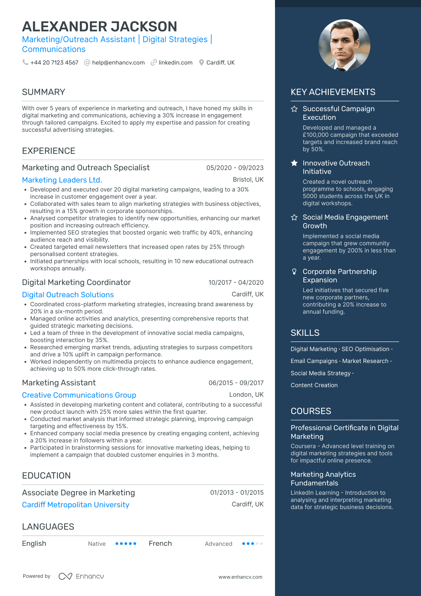 Marketing and Outreach Assistant CV Examples