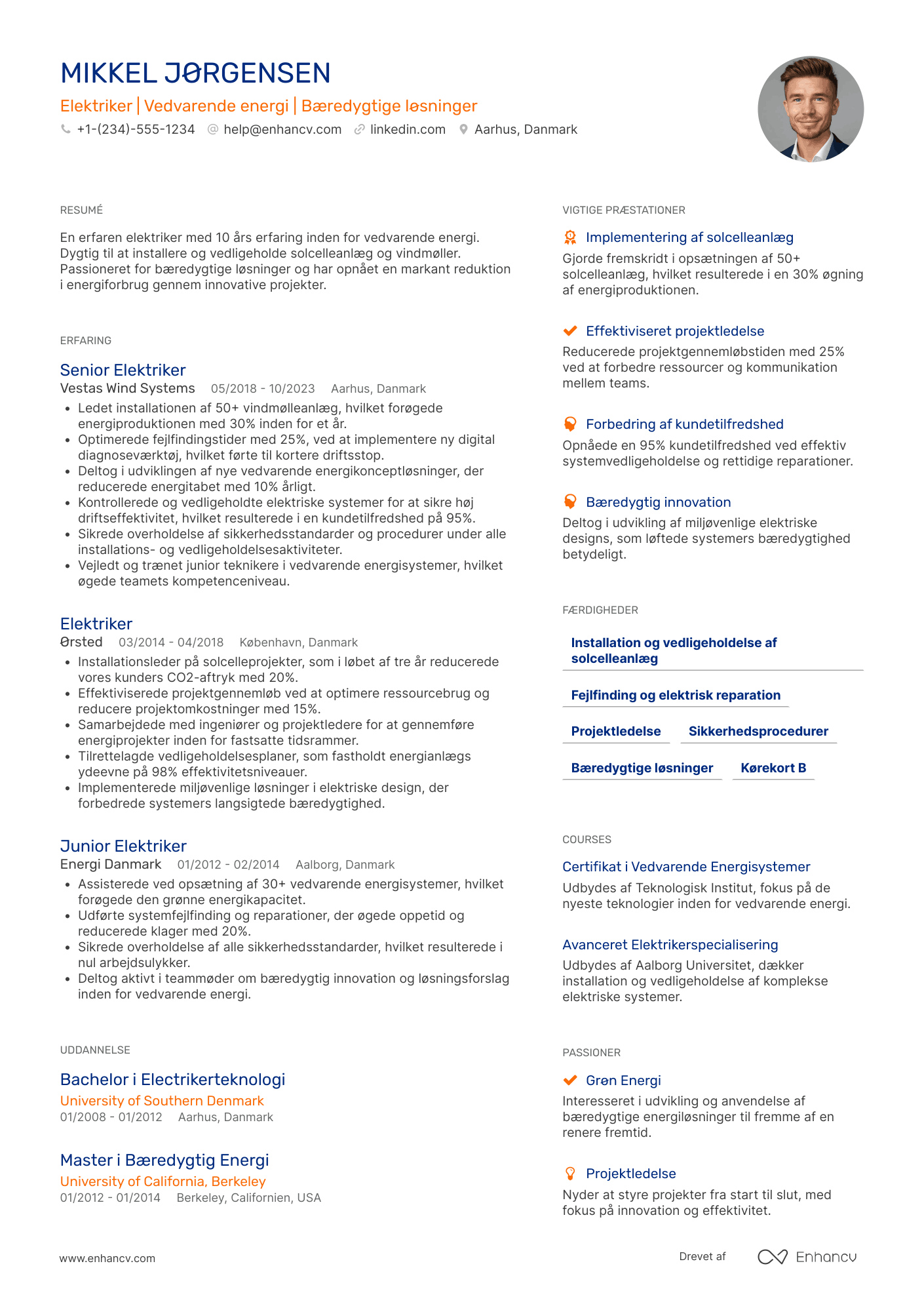 CV til Elektriker – vedvarende energi