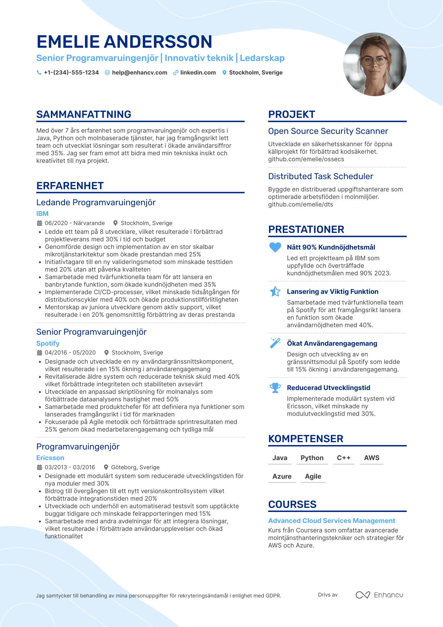 CV för Senior Programvaruingenjör