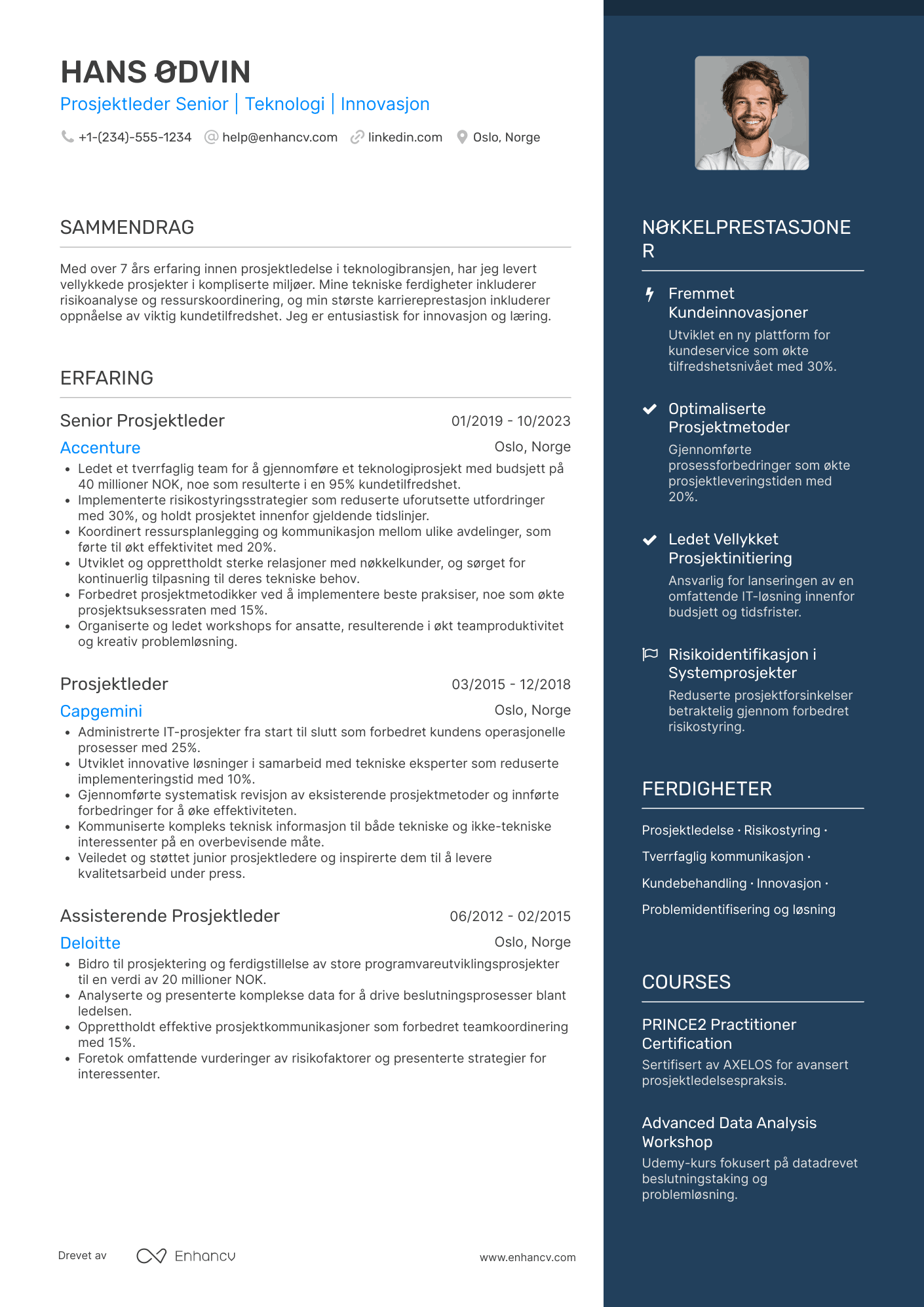 CV for Prosjektleder senior