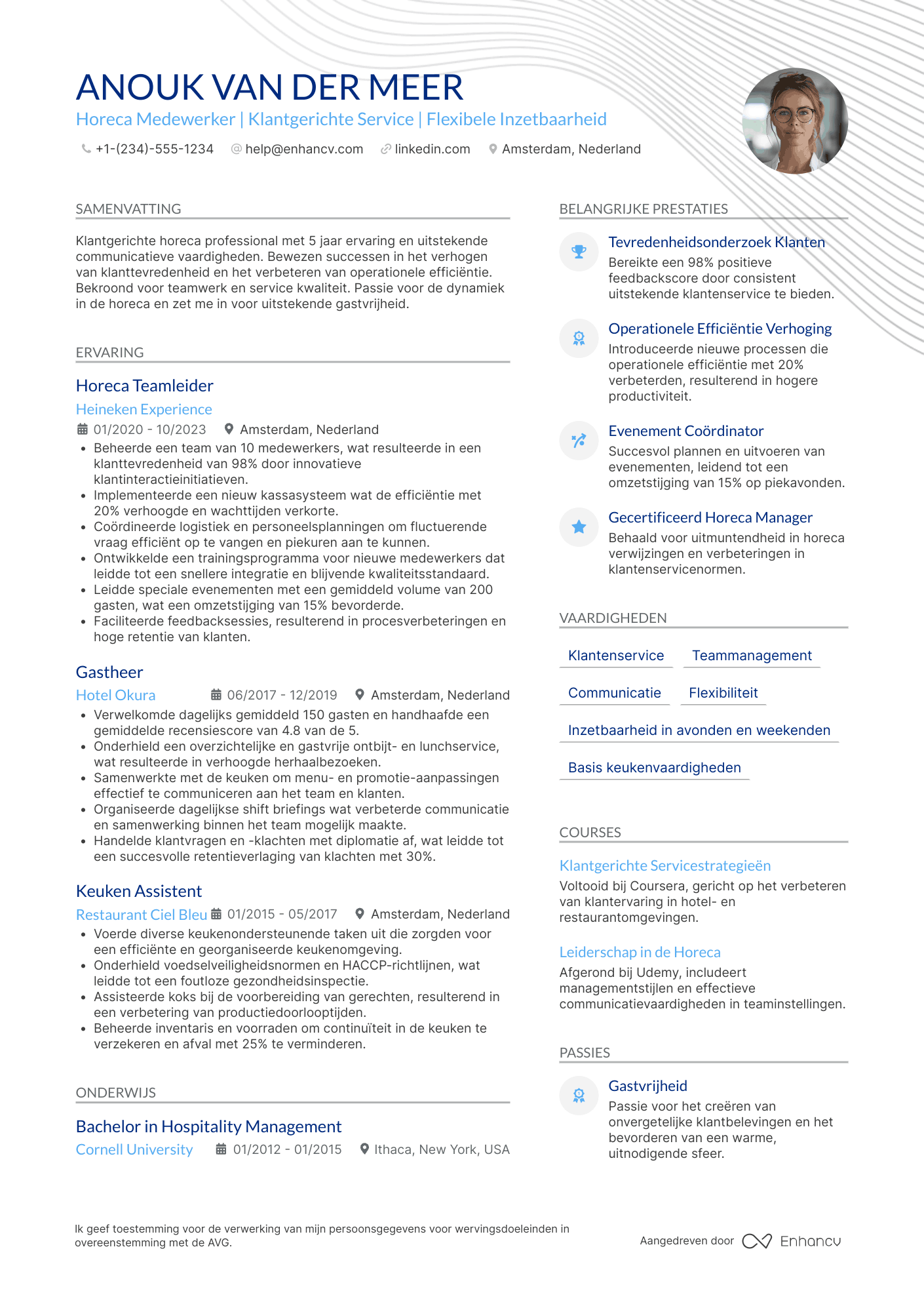 CV voor Bijbaantje horeca medewerker