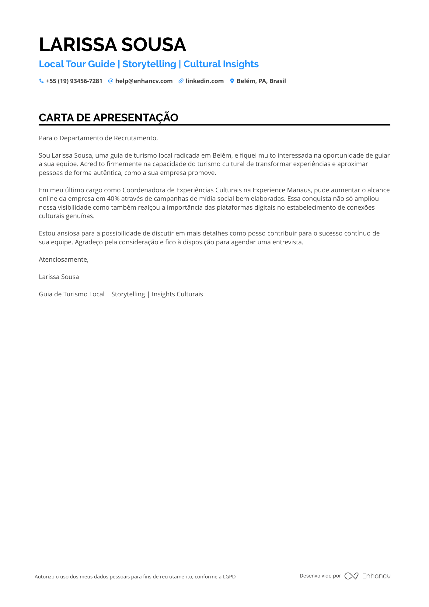 Guia de turismo Sem experiência