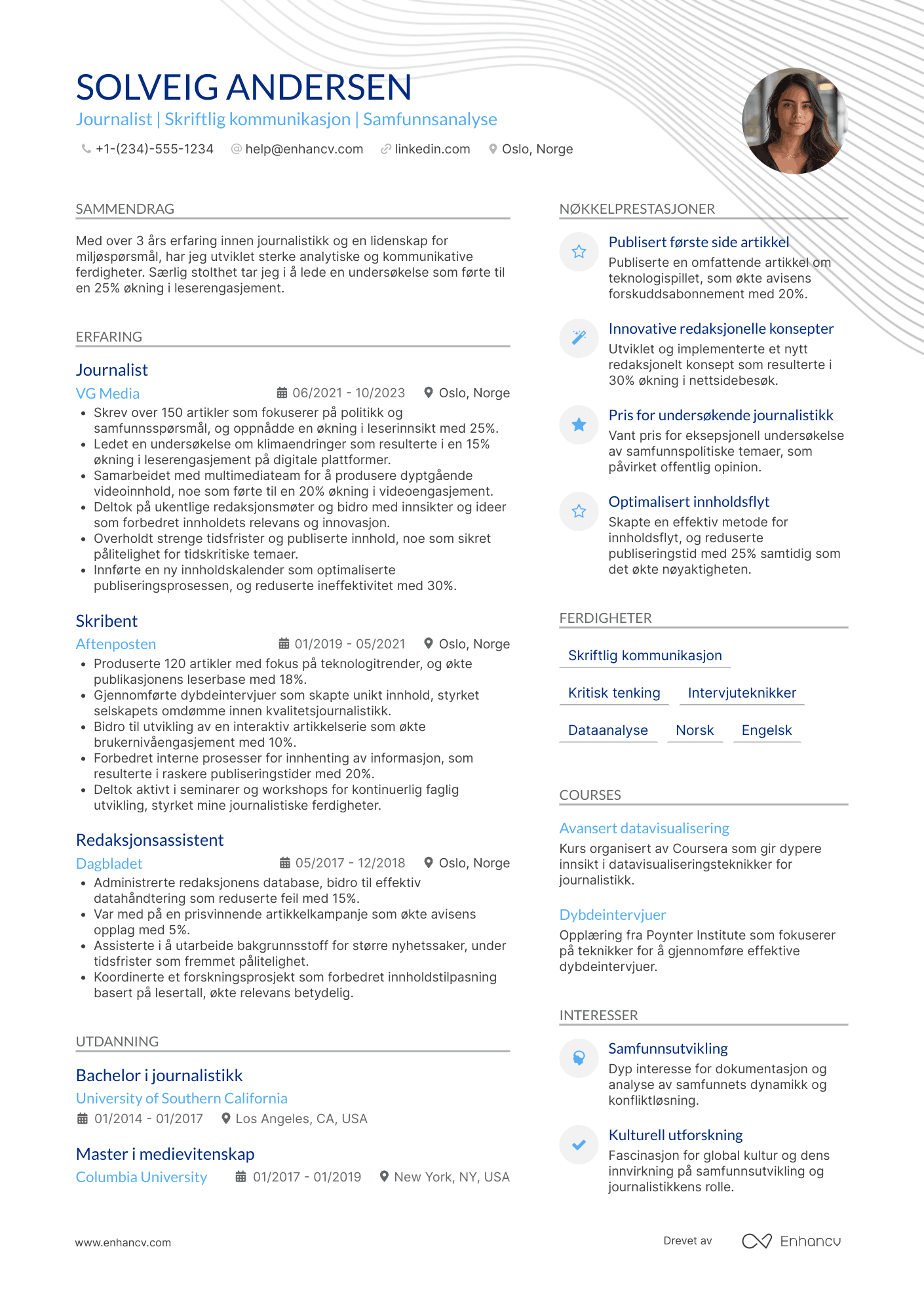 CV for Nyutdannede Journalist i mediebransjen