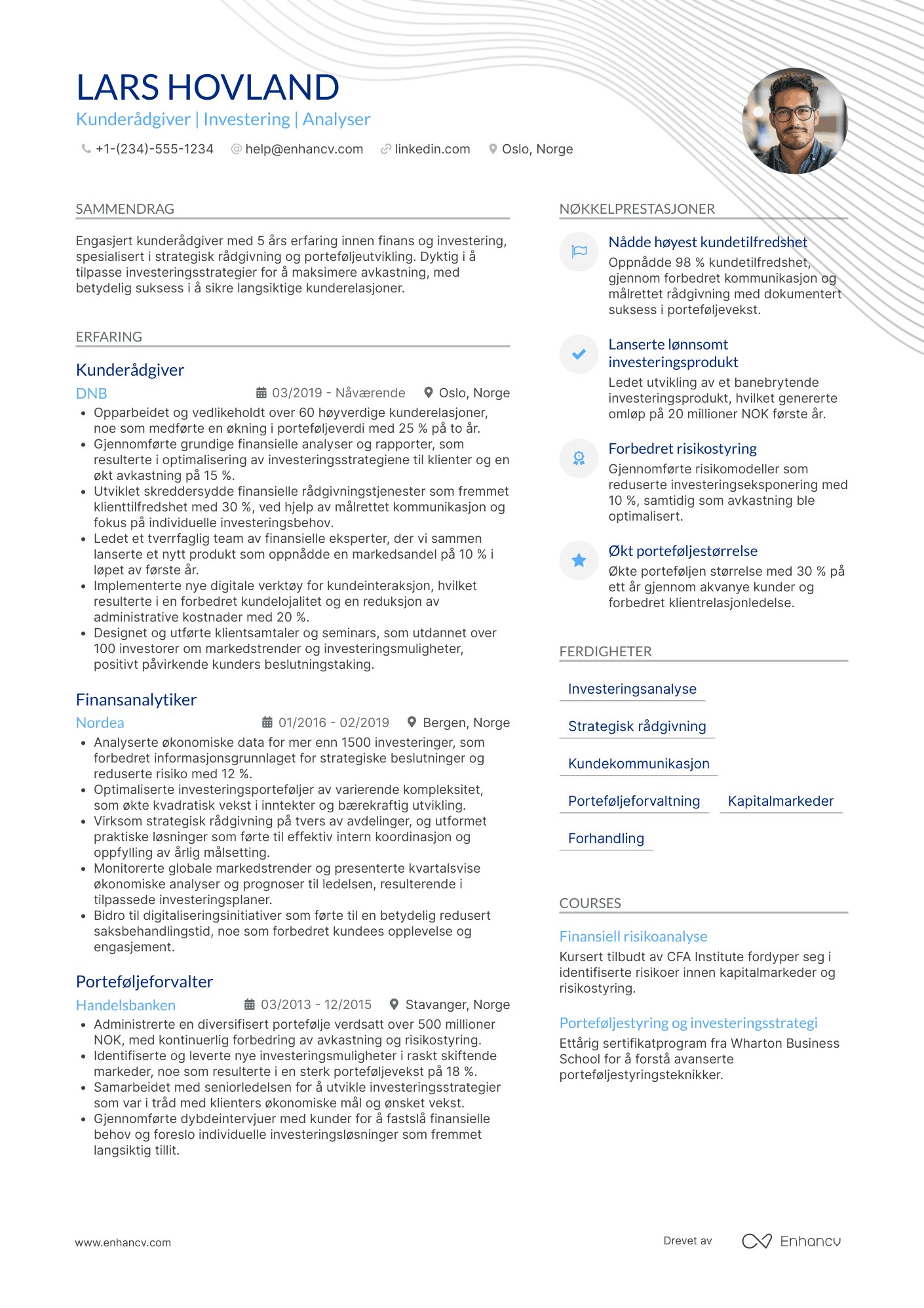 CV for Kunderådgiver i Investment Bank