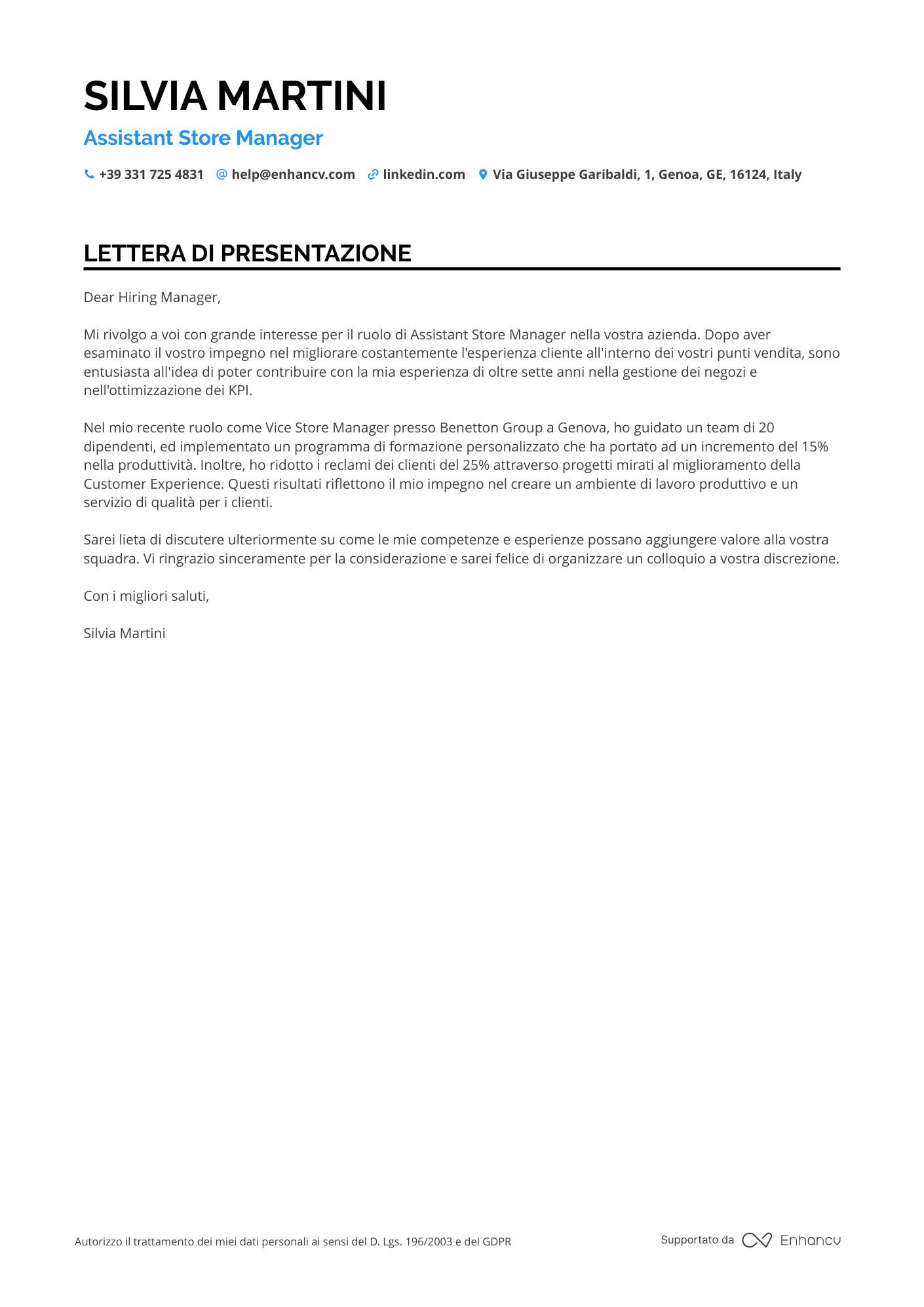 Store Manager di Zara