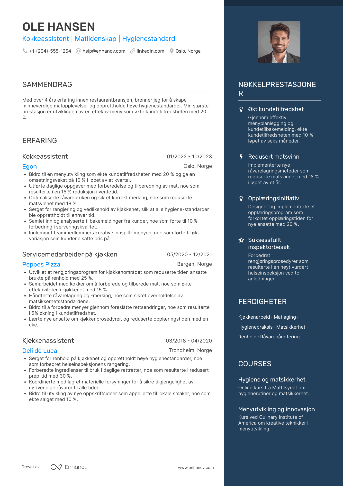 CV for Restaurantmedarbeider Kokkeassistent
