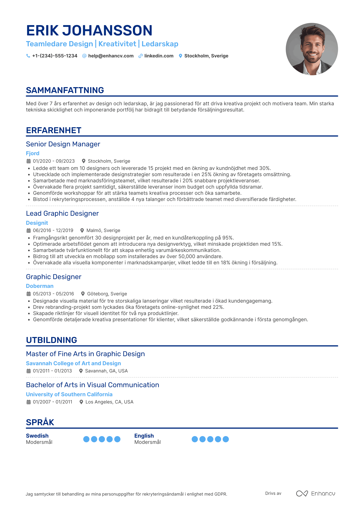 CV för Teamledare Design