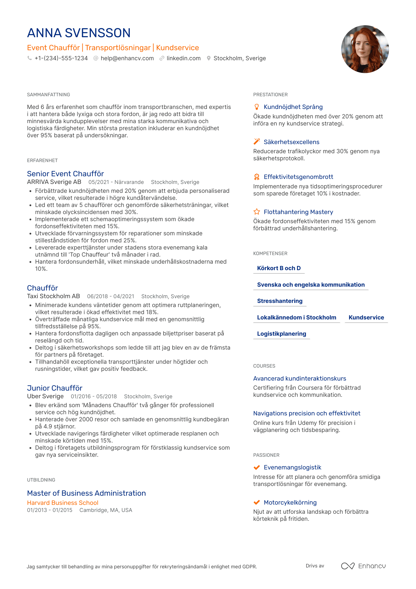 CV för Event Chaufför