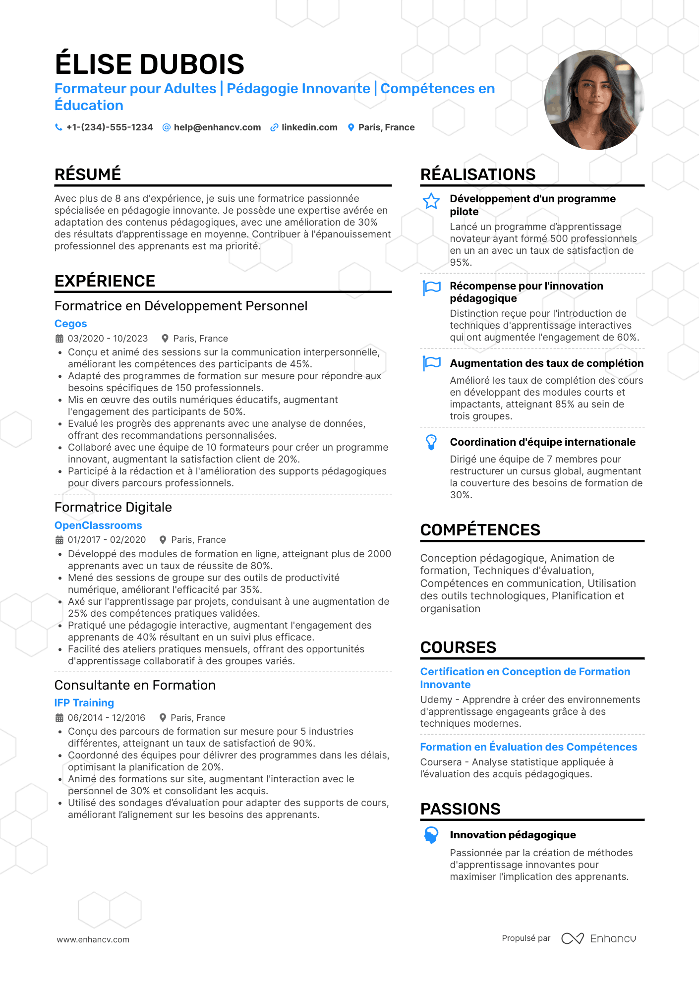 CV de formateur pour adultes