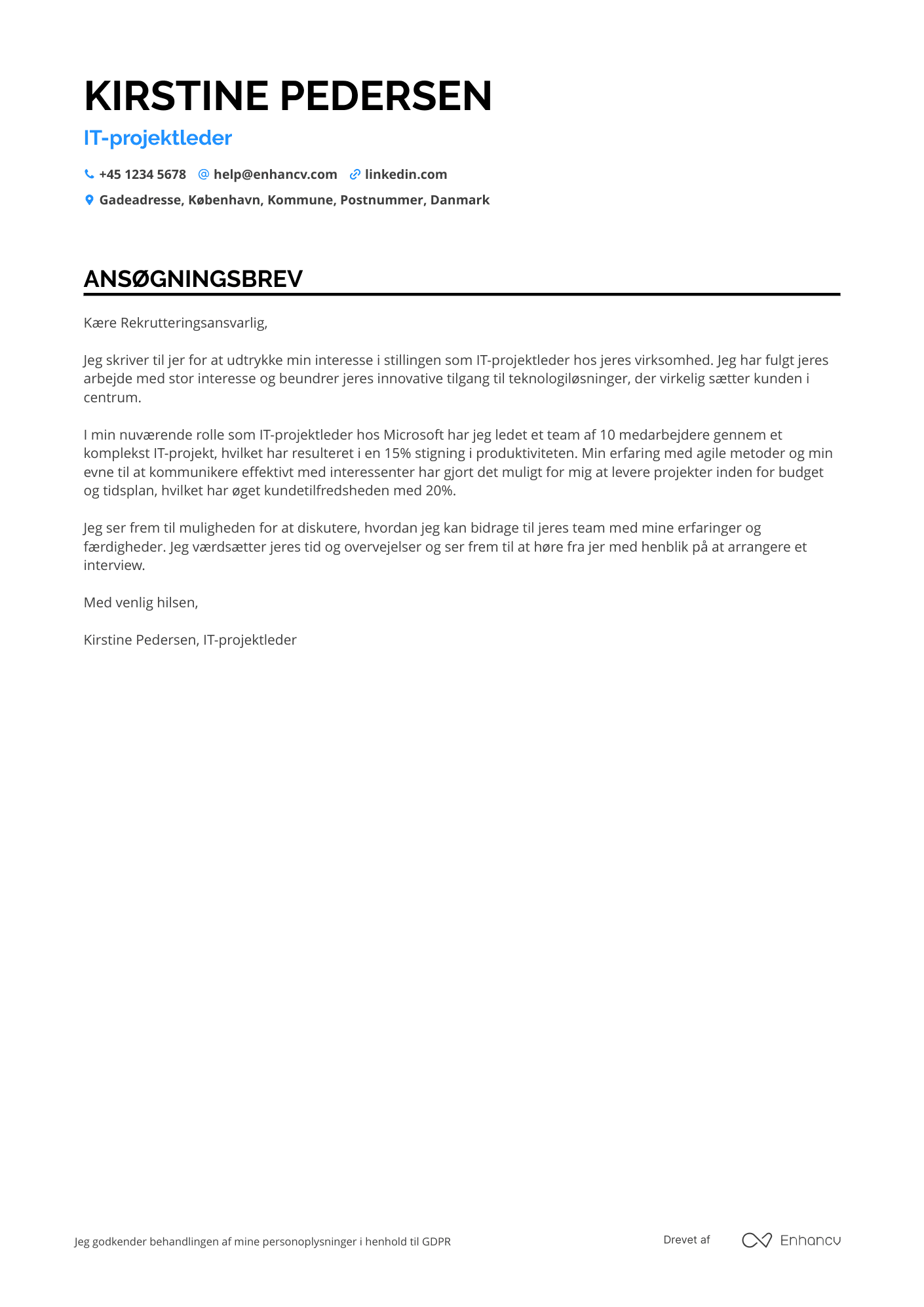 Ansøgningsbrev til IT projektleder