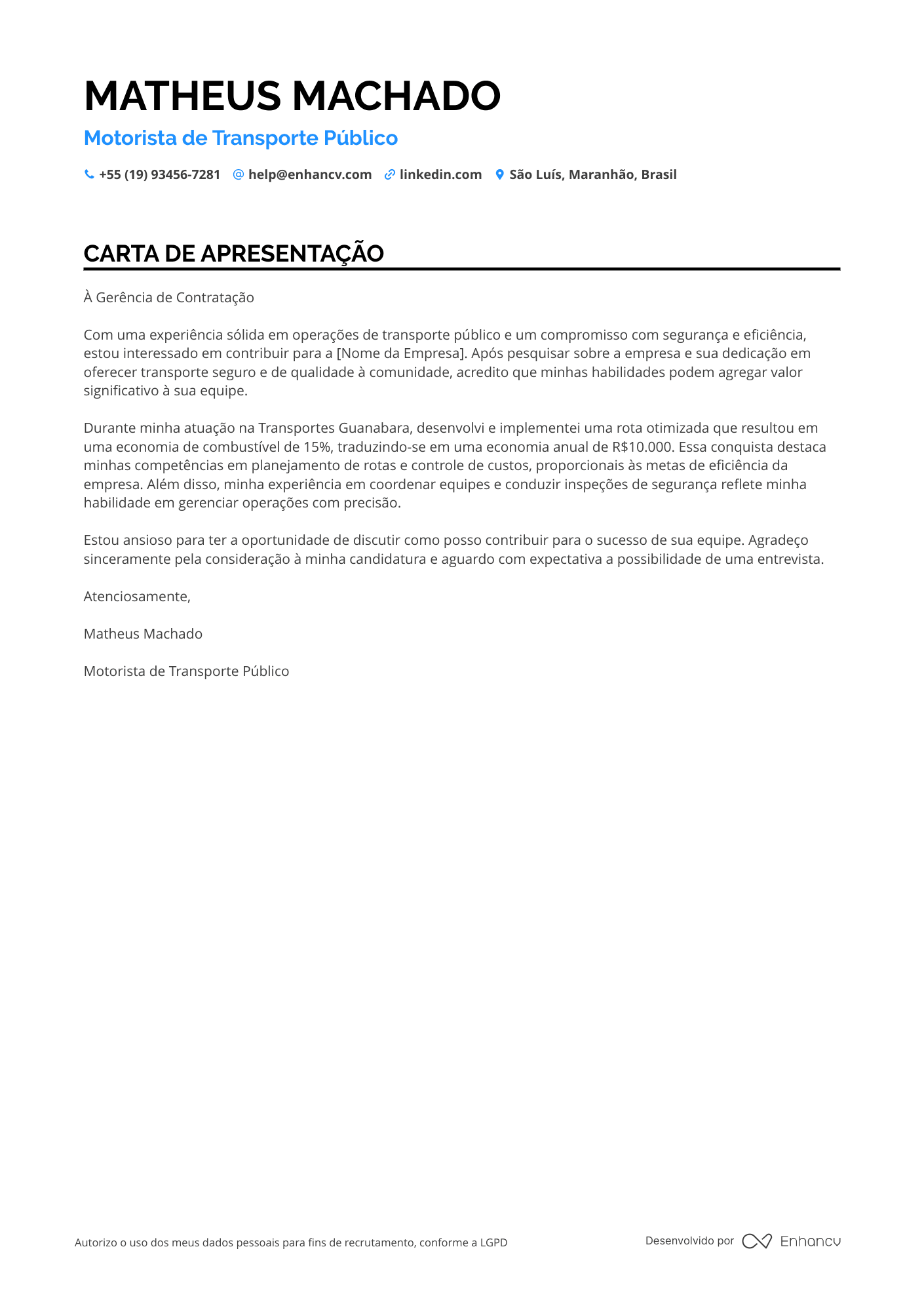 Motorista de Transporte de Passageiros